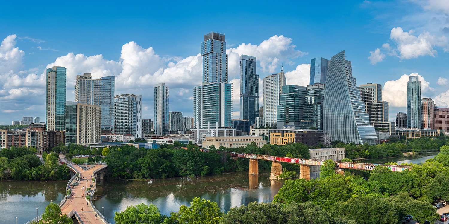 Austin Skyline With Pfluger Pedestrian and MoPac Bridges