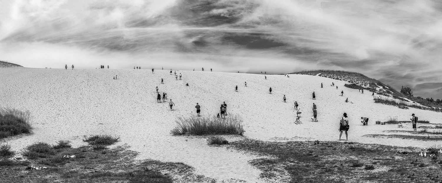 Dune hikers in Sleeping Bear Dunes National Seashore near Empire, Michigan.