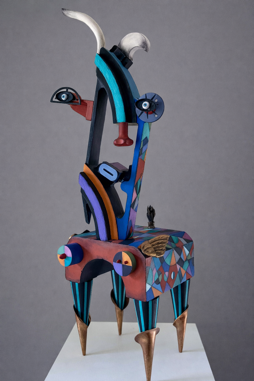 Nocturne (side view), 35.5 x 10.5 x 11, painted foundry molds and found material, 2024, $2500
