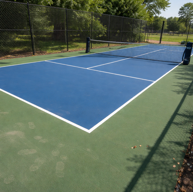 cross-section of layered sport court construction showing base layers