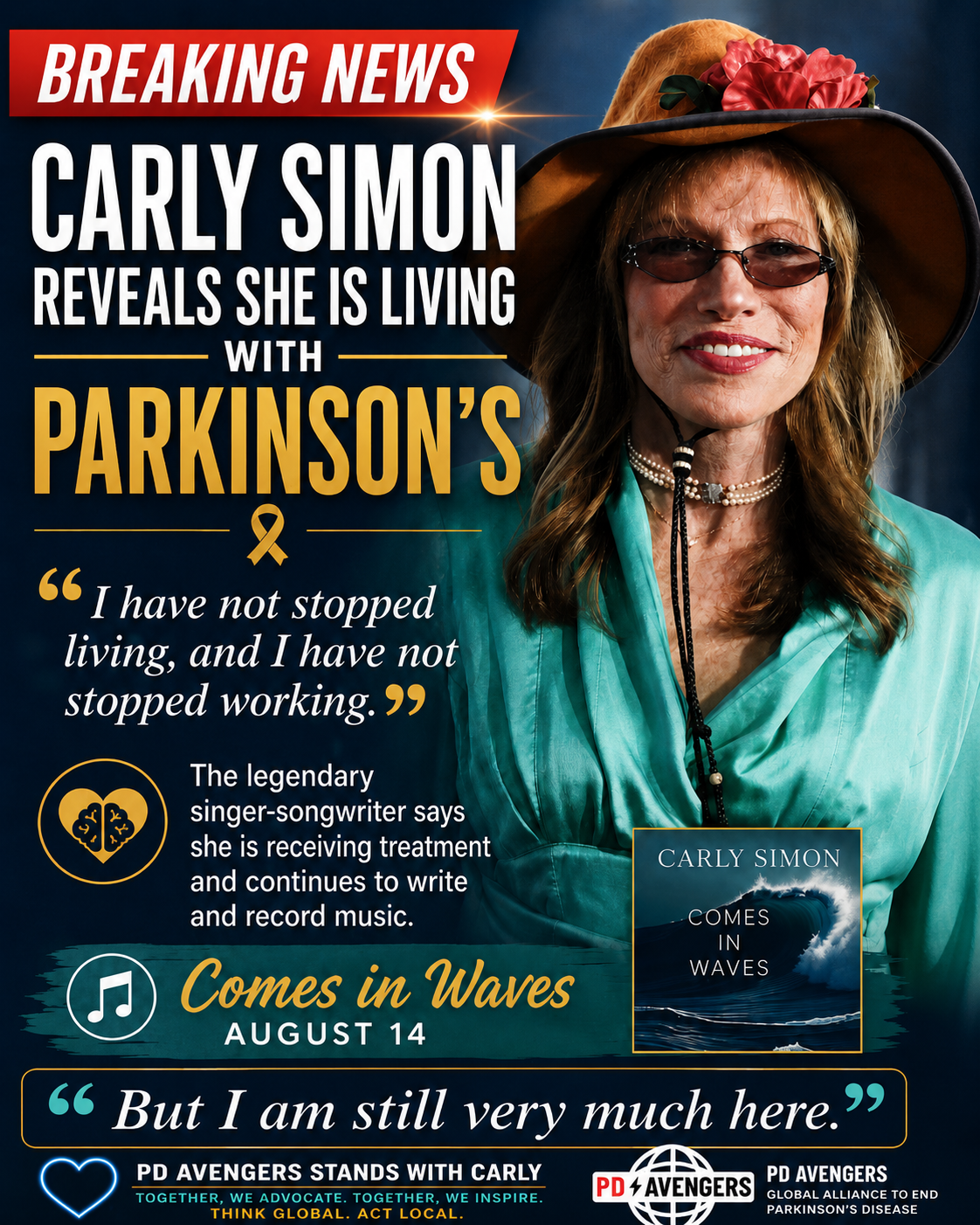 Carly Simon Reveals She Is Living with Parkinson’s: “I Am Still Very Much Here”
