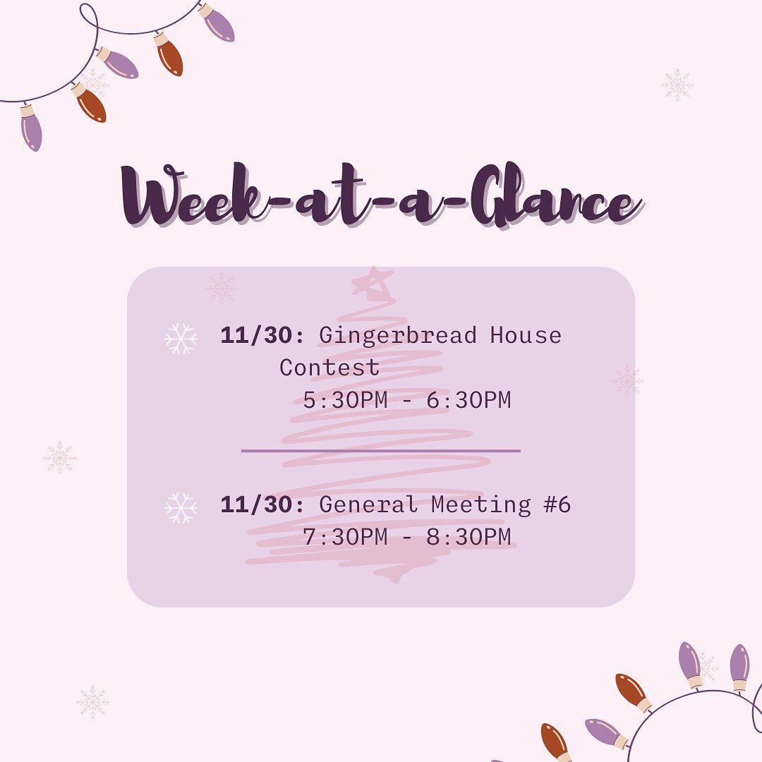 Week at a Glance #14
.
Hope everyone had a restful Thanksgiving break! Just a few events coming up as we wrap up our semester. You&rsquo;re almost there!