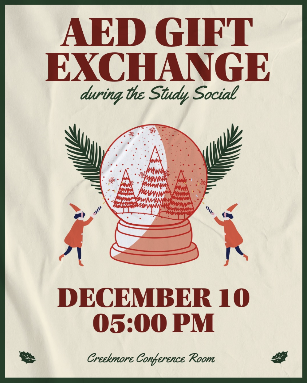 Study Social | Wednesday, December 10th from 5-7 pm | Location: Creekmore Conference Room in Jones Library