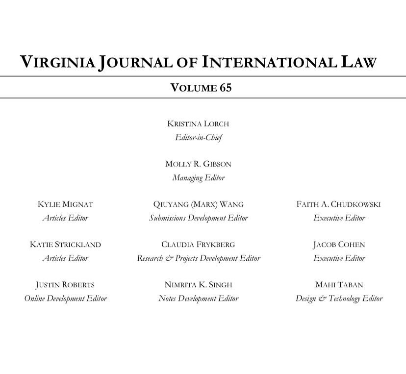 Introducing the Executive Board of the Virginia Journal of International Law Volume 65! 🎉🎉