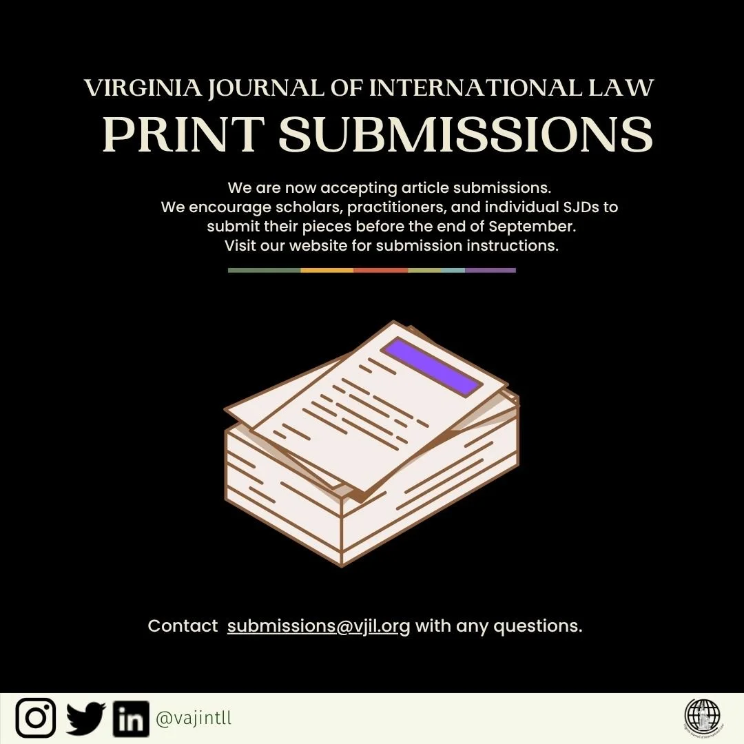 We are now accepting article submissions. We encourage scholars, practitioners, and individual SJDs to submit their pieces before the end of September. Please visit our website for submission instructions.