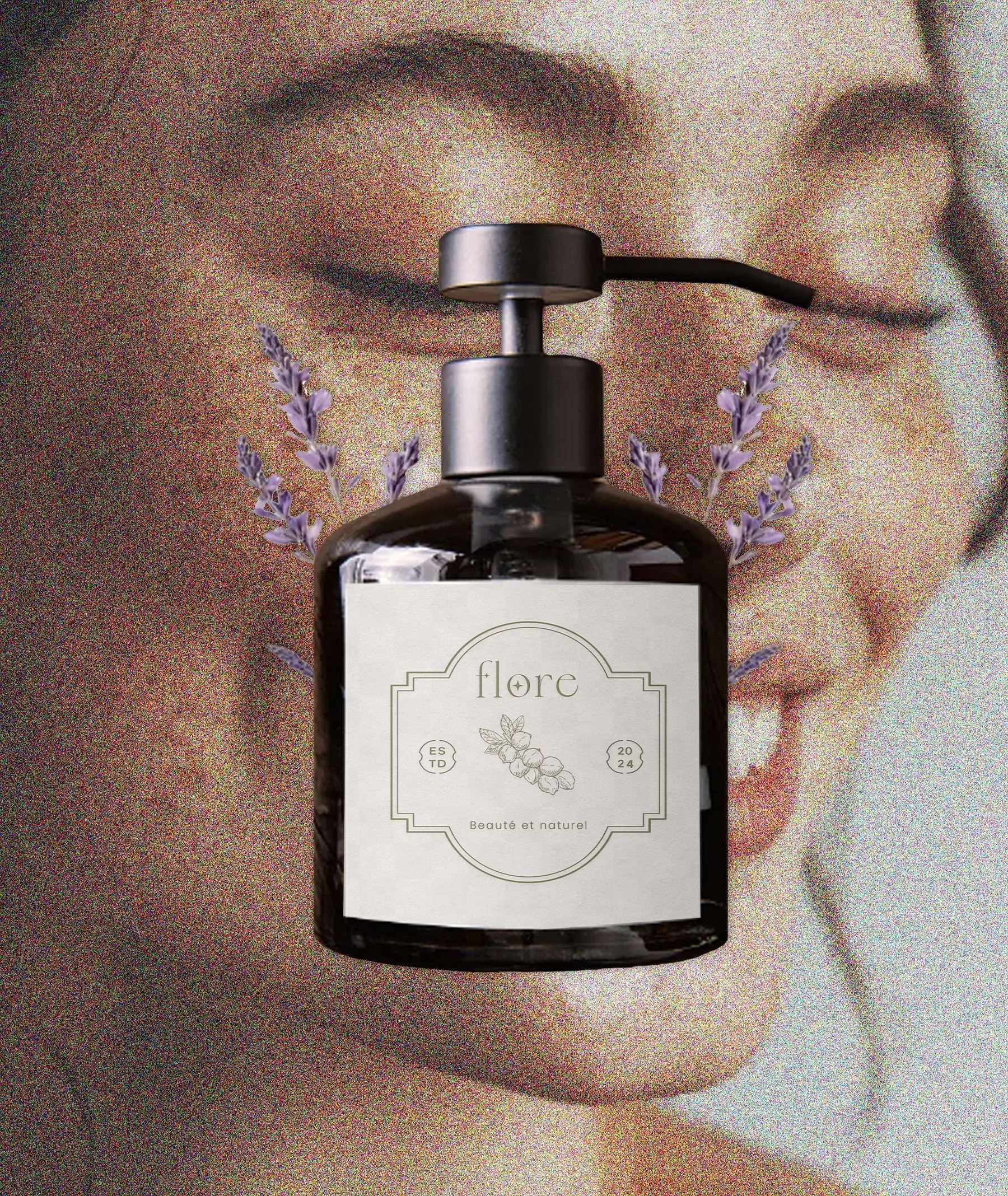 Brand visuals and digital assets created for Flore Beauté et Naturel, a botanical skincare brand focused on gentle, conscious skin care