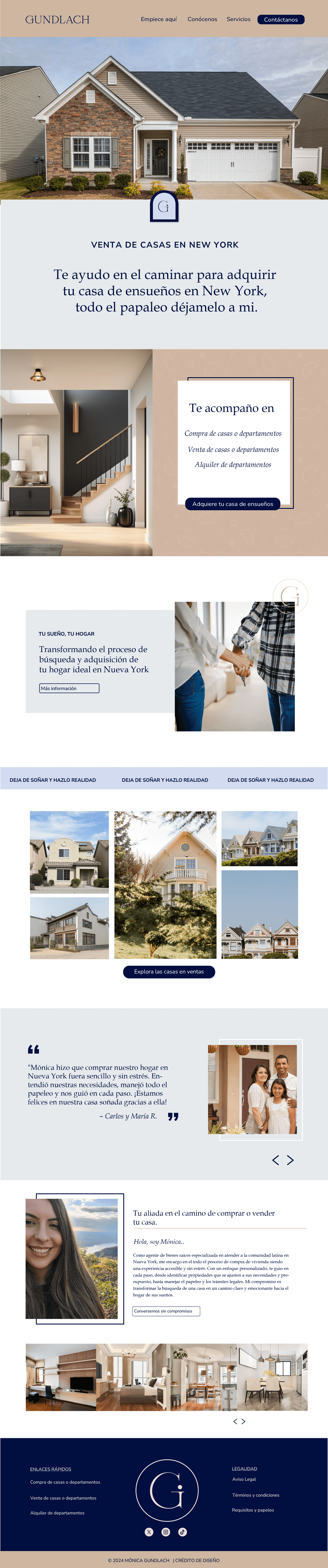 Brand visuals and digital assets created for Mónica Gundlach, a real estate personal brand designed to communicate trust, professionalism and approachability