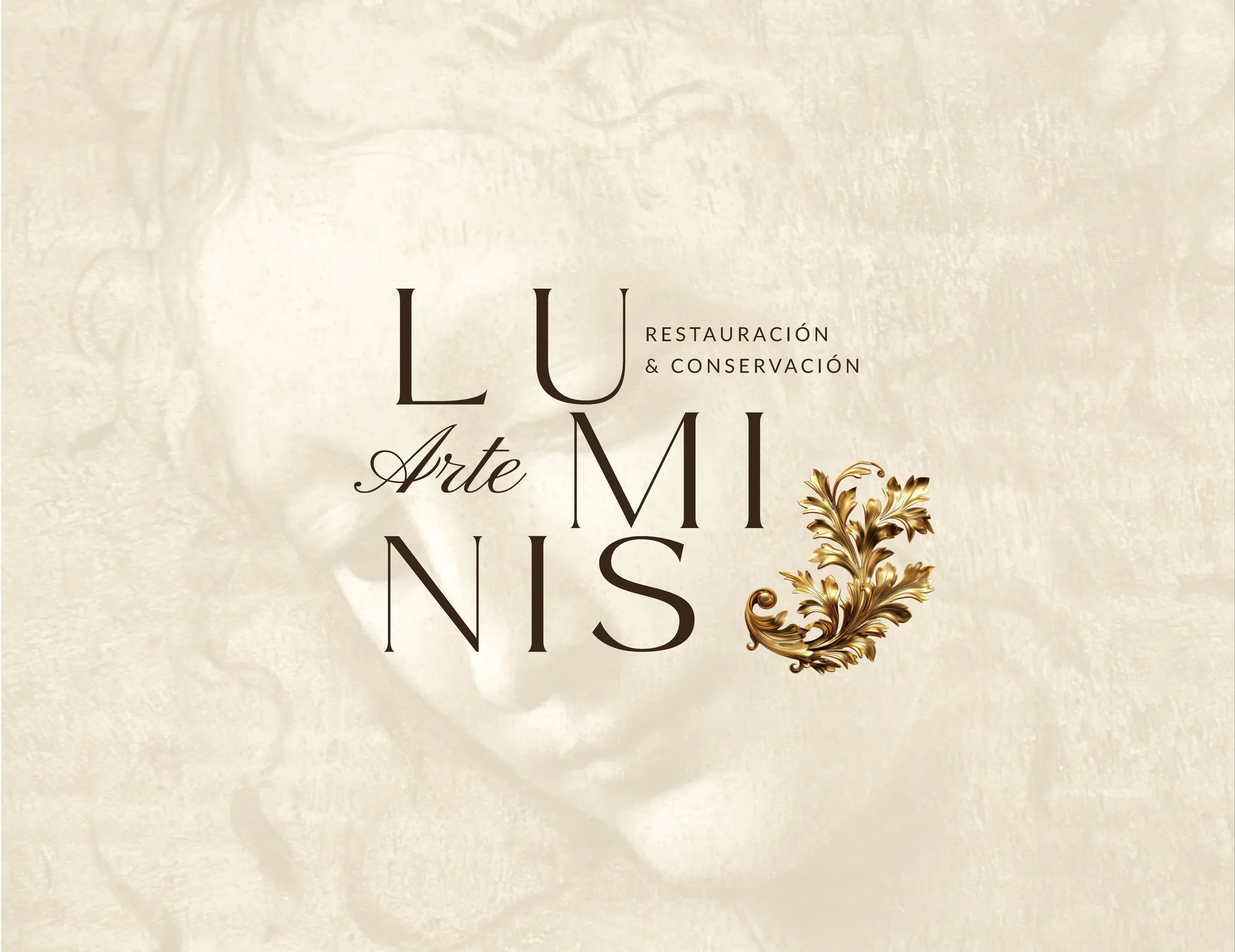 Branding mockups for Luminis, showing the visual identity and mentoring work created for a heritage restoration and conservation brand