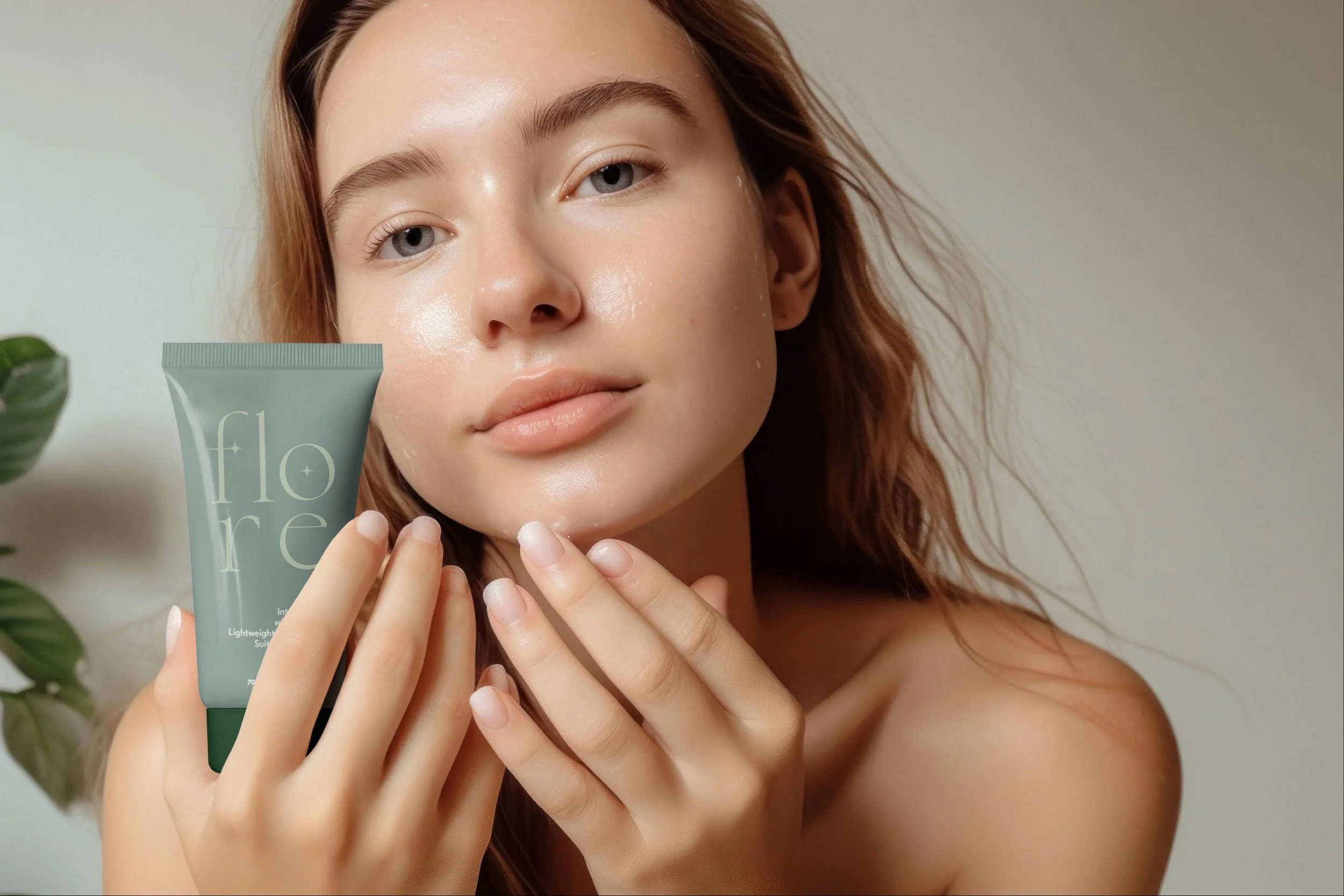 Brand visuals and digital assets created for Flore Beauté et Naturel, a botanical skincare brand focused on gentle, conscious skin care