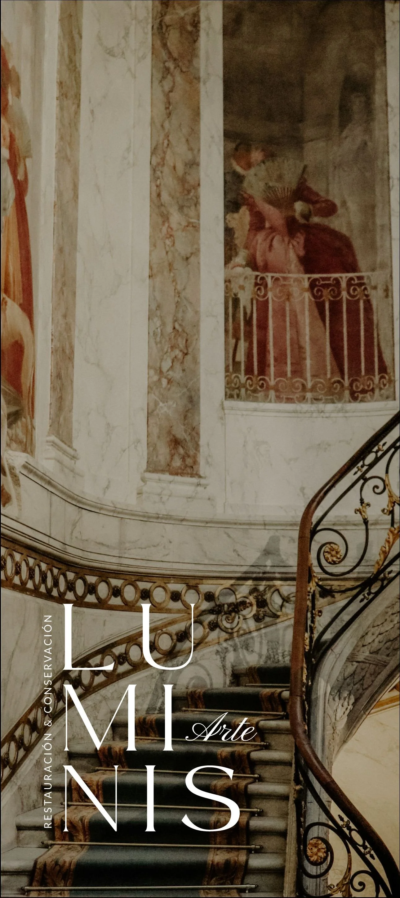 Branding mockups for Luminis, showing the visual identity and mentoring work created for a heritage restoration and conservation brand