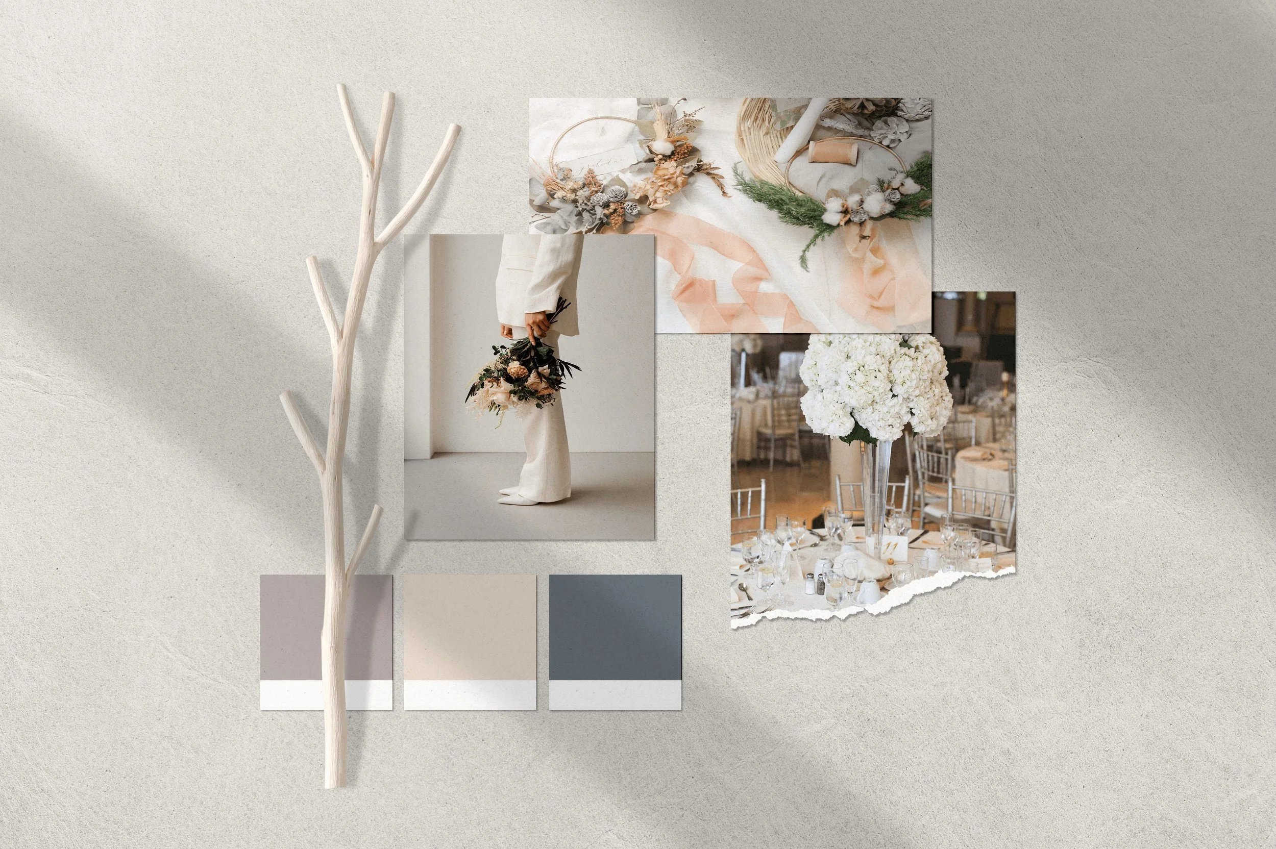 Visual outcomes from a strategic creative project for Fest Events, a luxury wedding and event styling brand