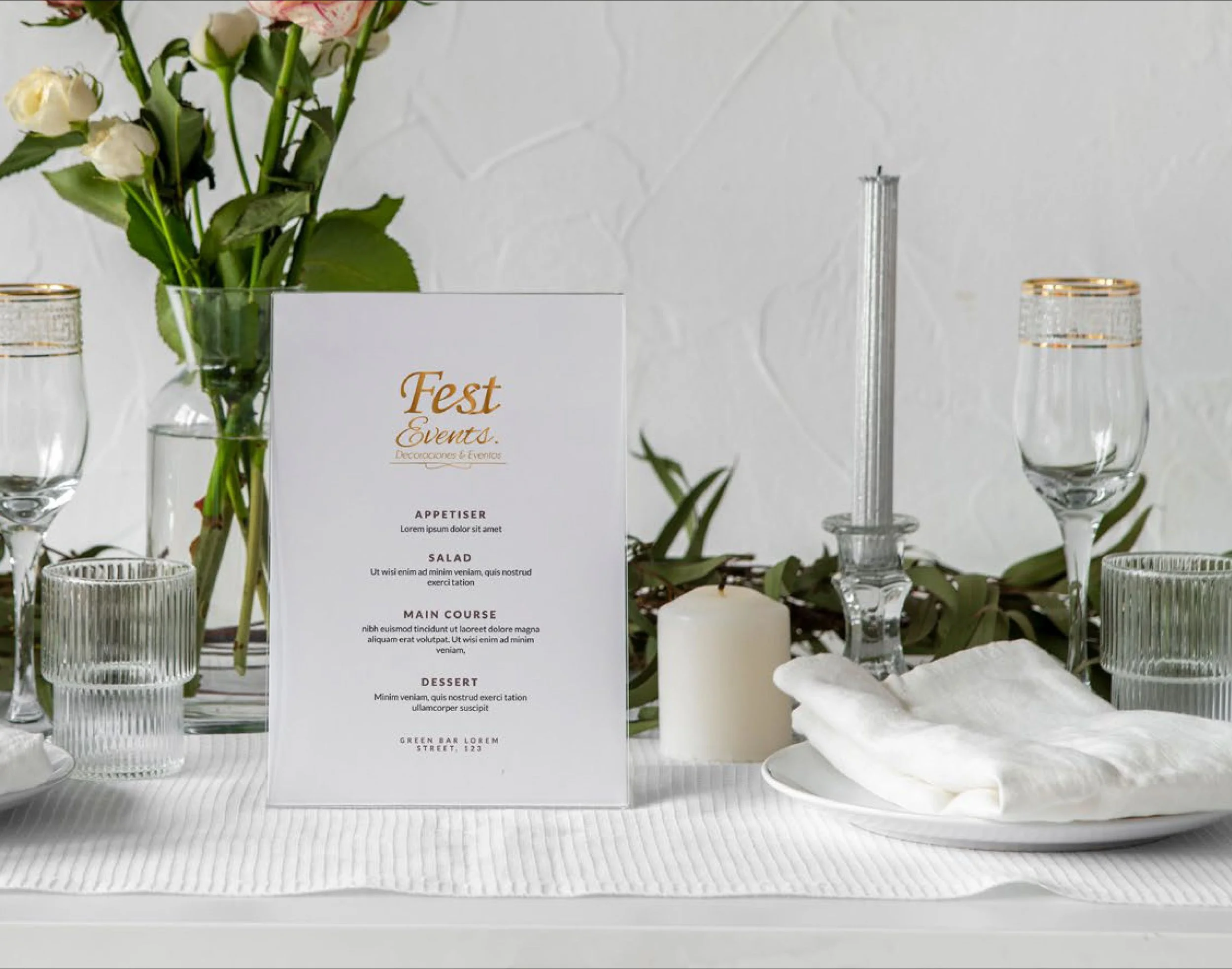 Visual outcomes from a strategic creative project for Fest Events, a luxury wedding and event styling brand