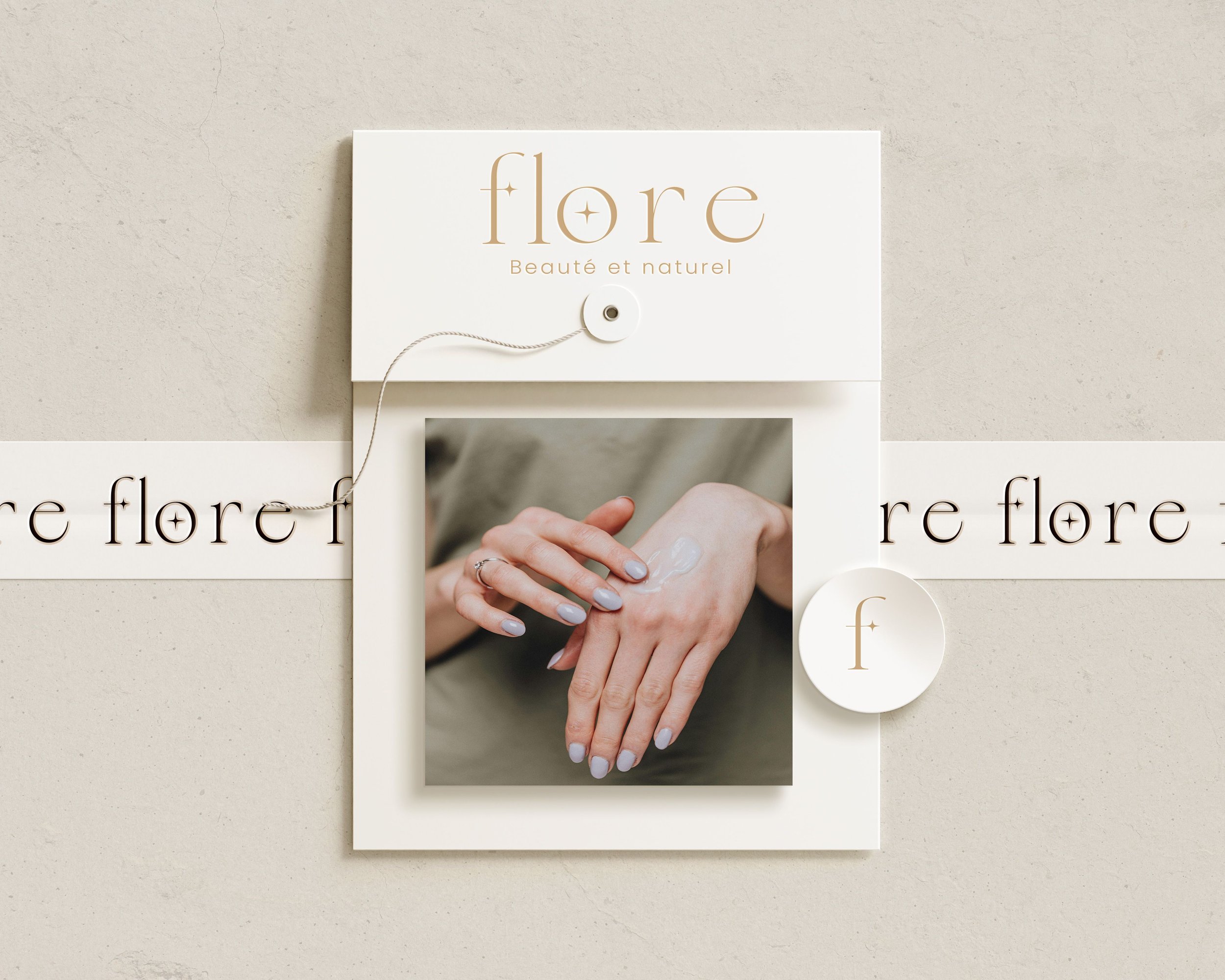 Brand visuals and digital assets created for Flore Beauté et Naturel, a botanical skincare brand focused on gentle, conscious skin care