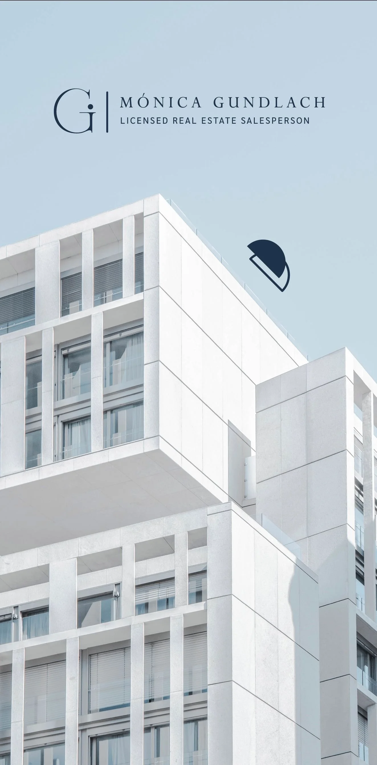 Brand visuals and digital assets created for Mónica Gundlach, a real estate personal brand designed to communicate trust, professionalism and approachability