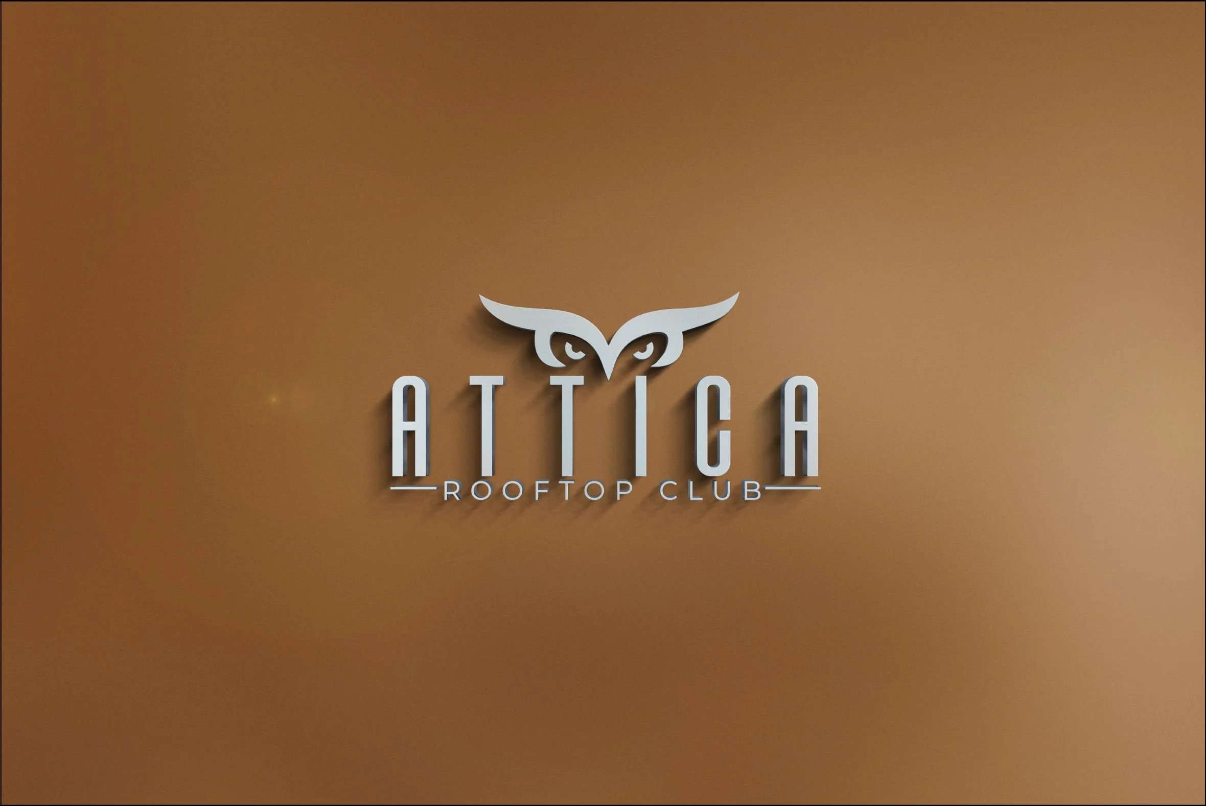 Brand identity applications and visual mockups for Attica, a rooftop club with a refined nightlife concept.