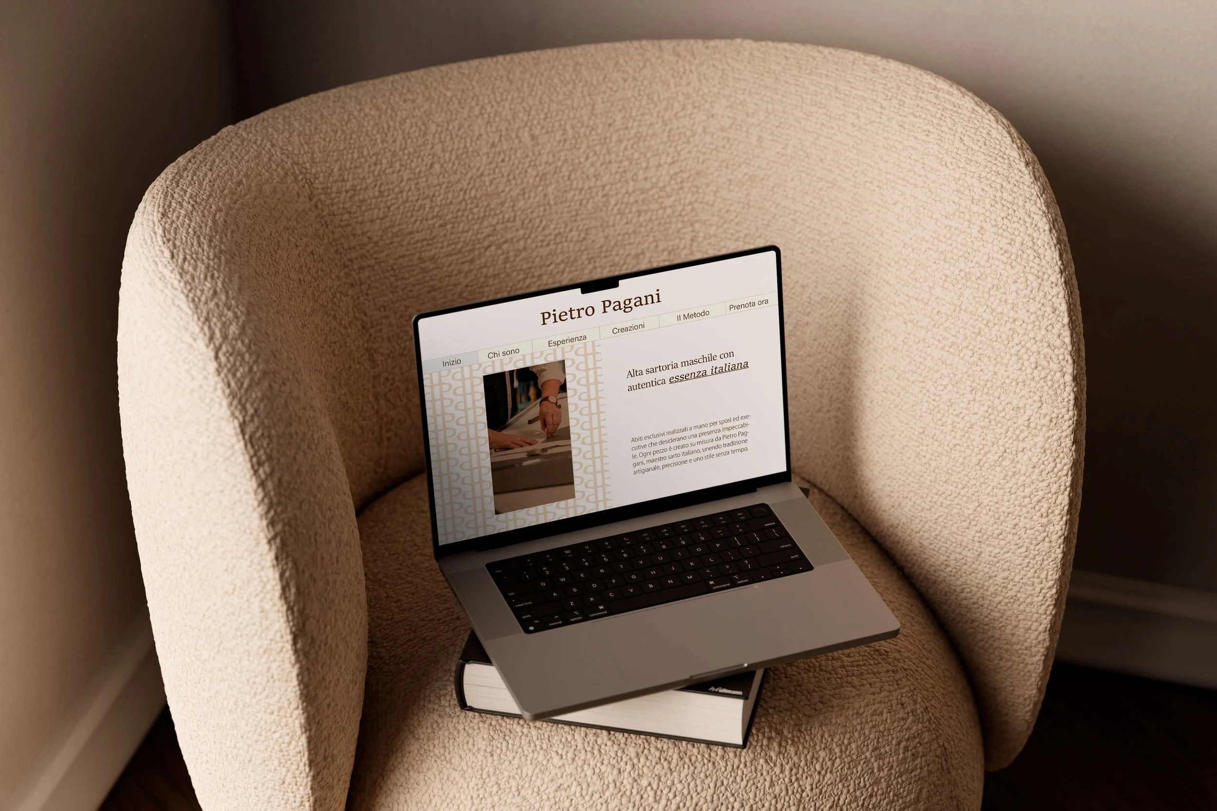 Brand visuals and digital assets created for Pietro Pagani, an Italian haute couture tailor specialising in made-to-measure craftsmanship