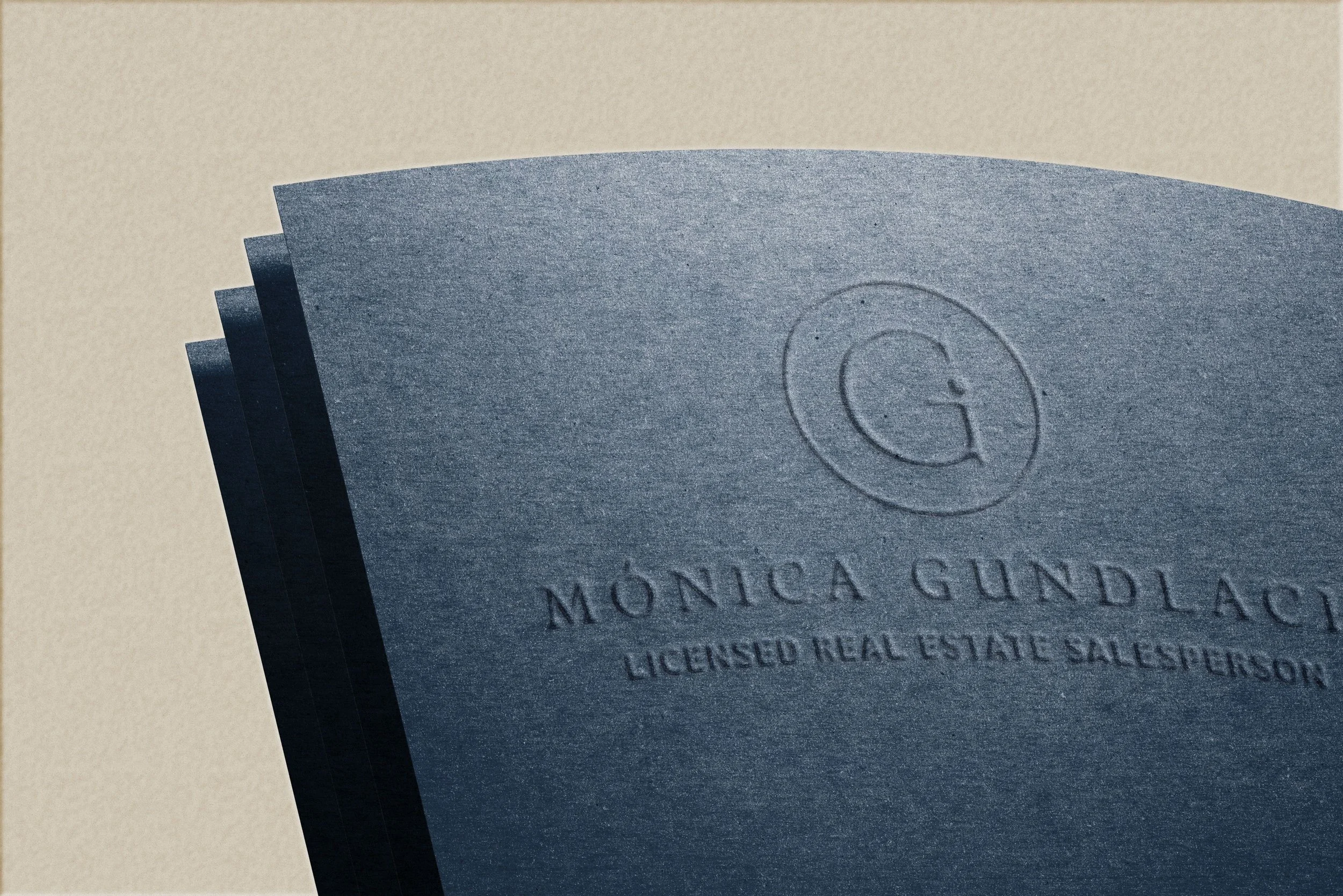 Brand visuals and digital assets created for Mónica Gundlach, a real estate personal brand designed to communicate trust, professionalism and approachability