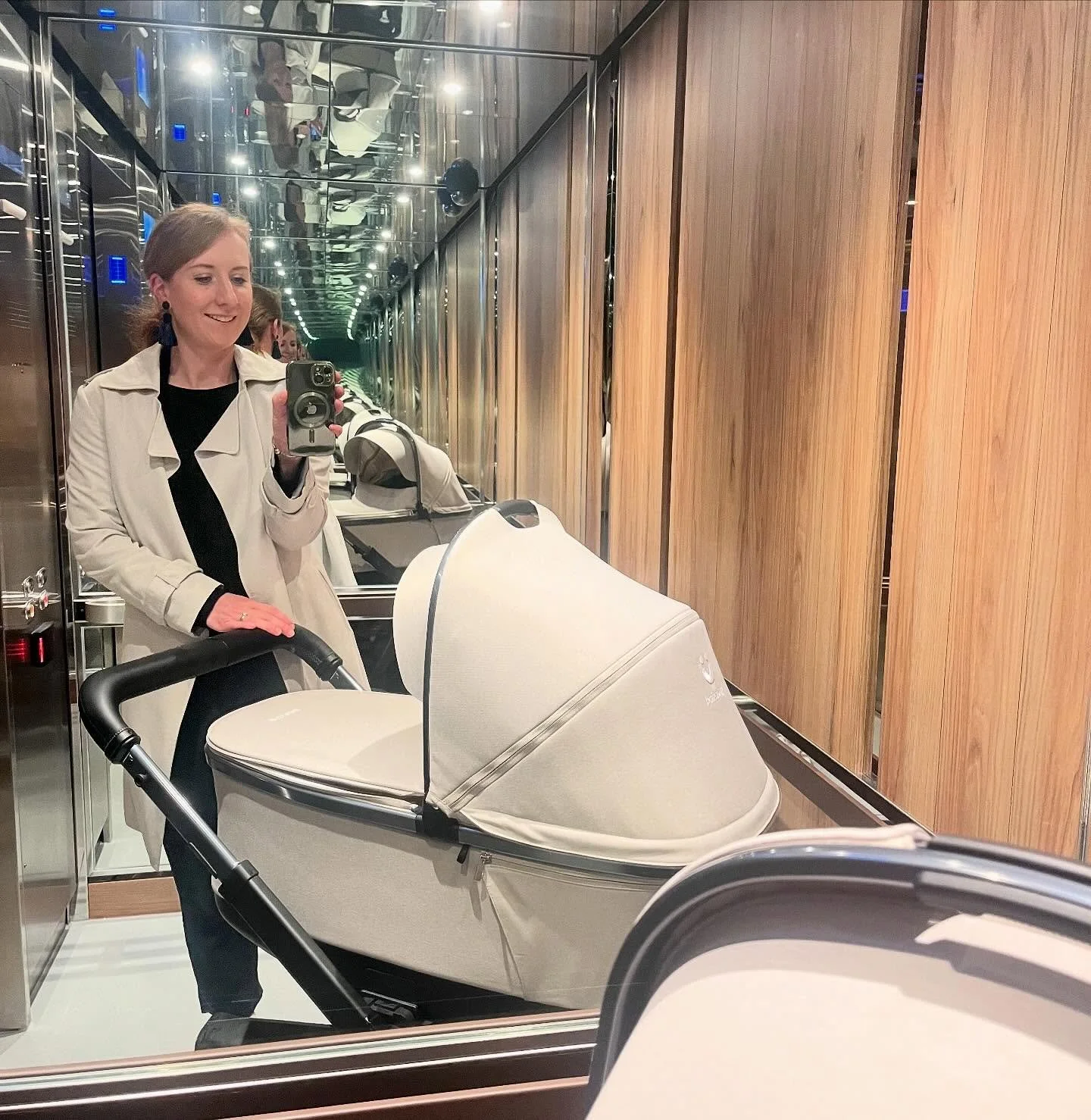 To infinity and beyond! We were missing the elevator selfie in the timeline! So here it is! #elevatorselfie #classic #foryou #explore #expecting #smartstroller #baby2026 #babyregistrymusthaves #babyregistry #babyessentials