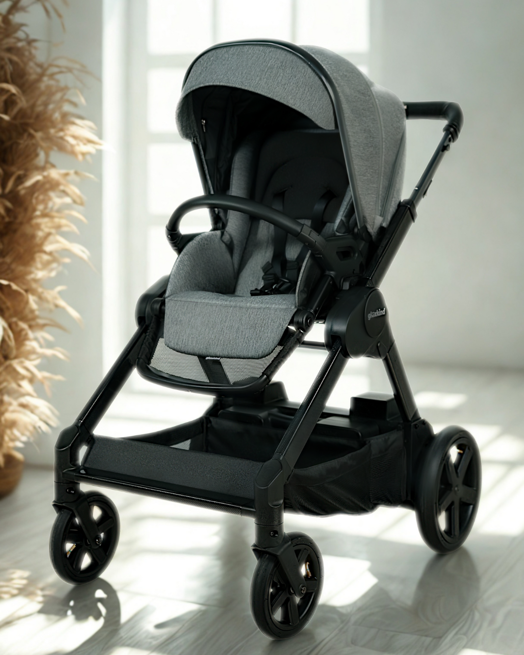Glüxkind Rosa Smart Stroller with Seat inside home