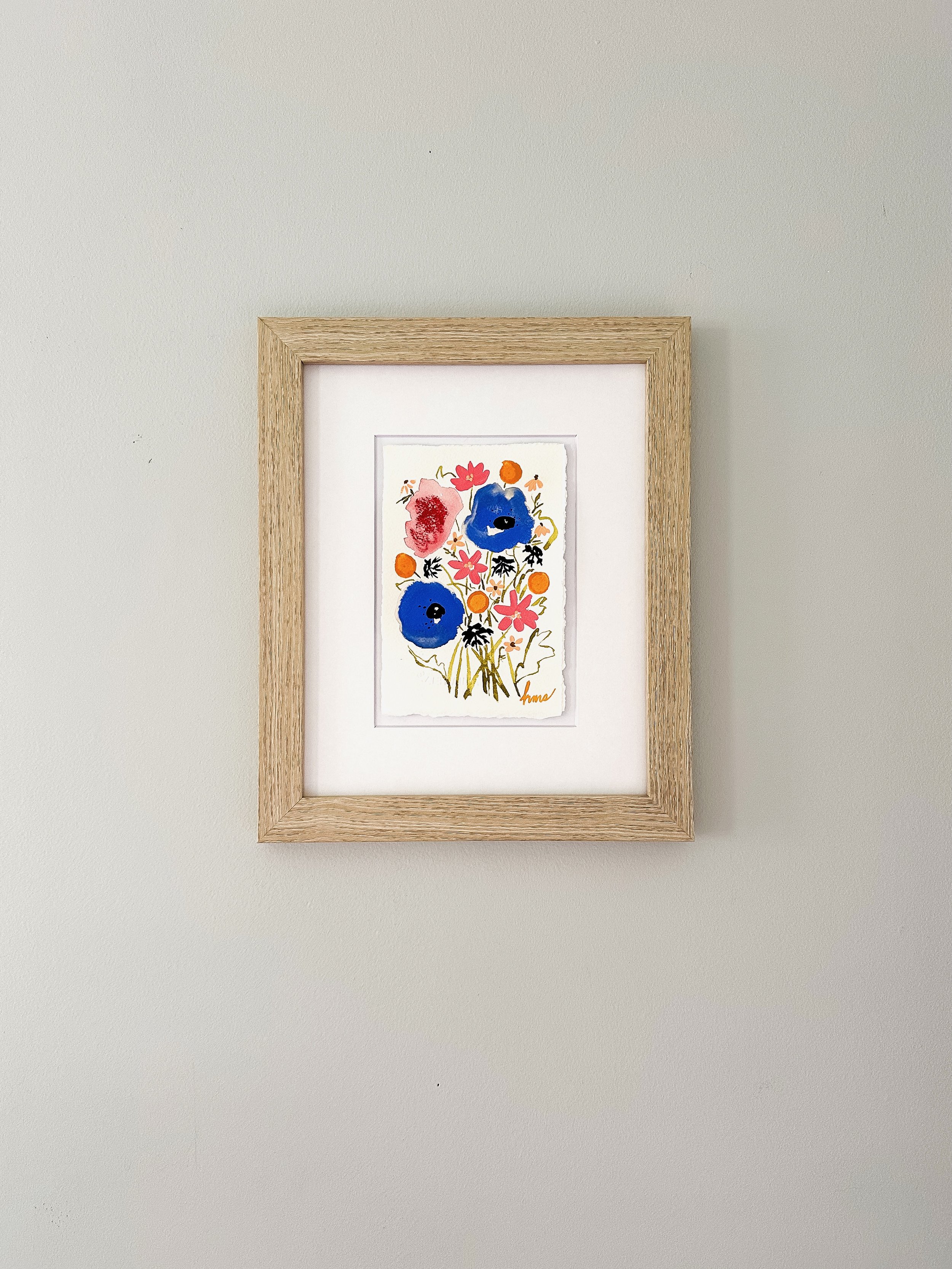 Mini Floral Original Paintings - Ultramarine Blue Framed.jpeg