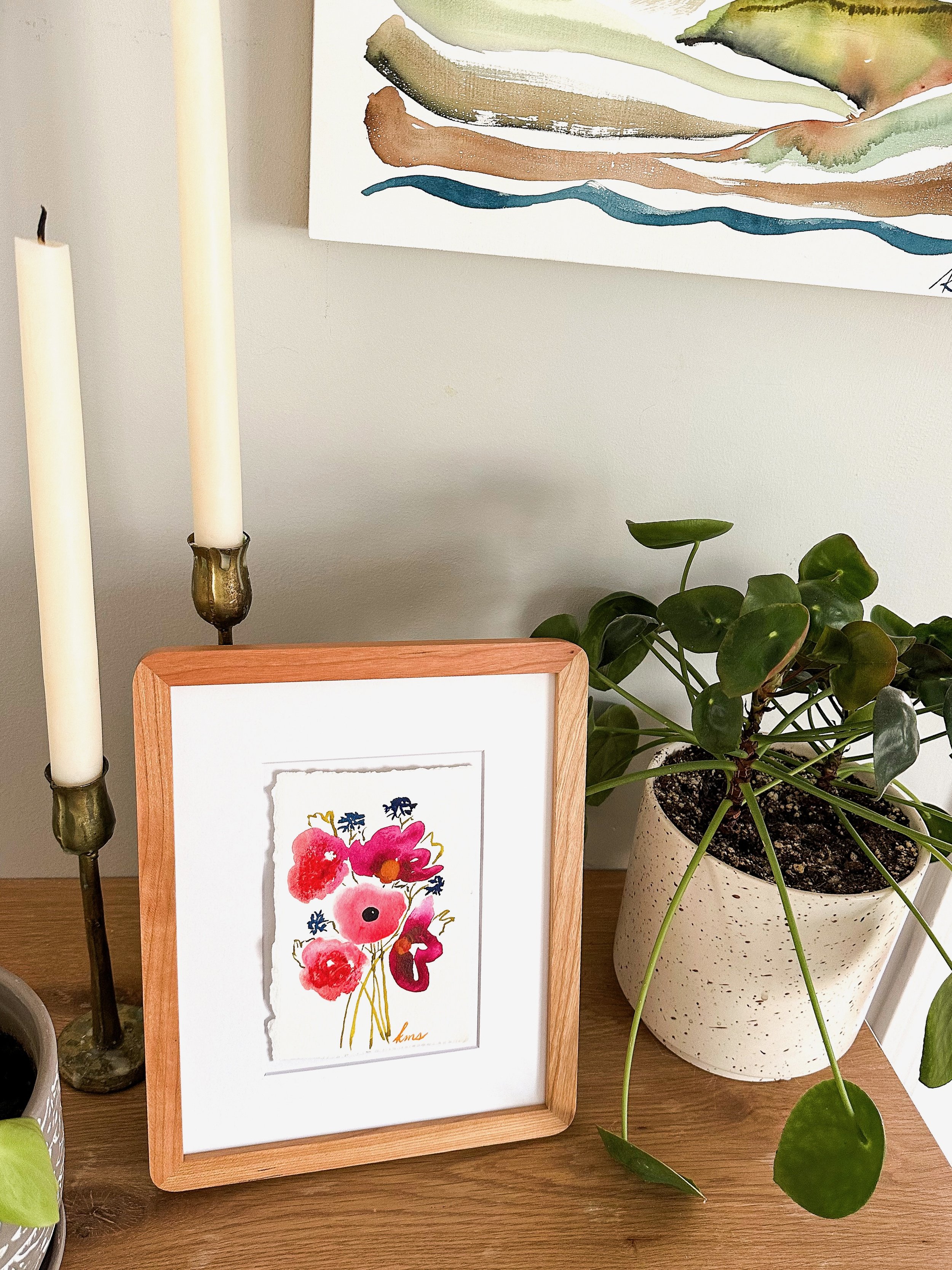 pink rounded edge frame mini floral painting.jpeg