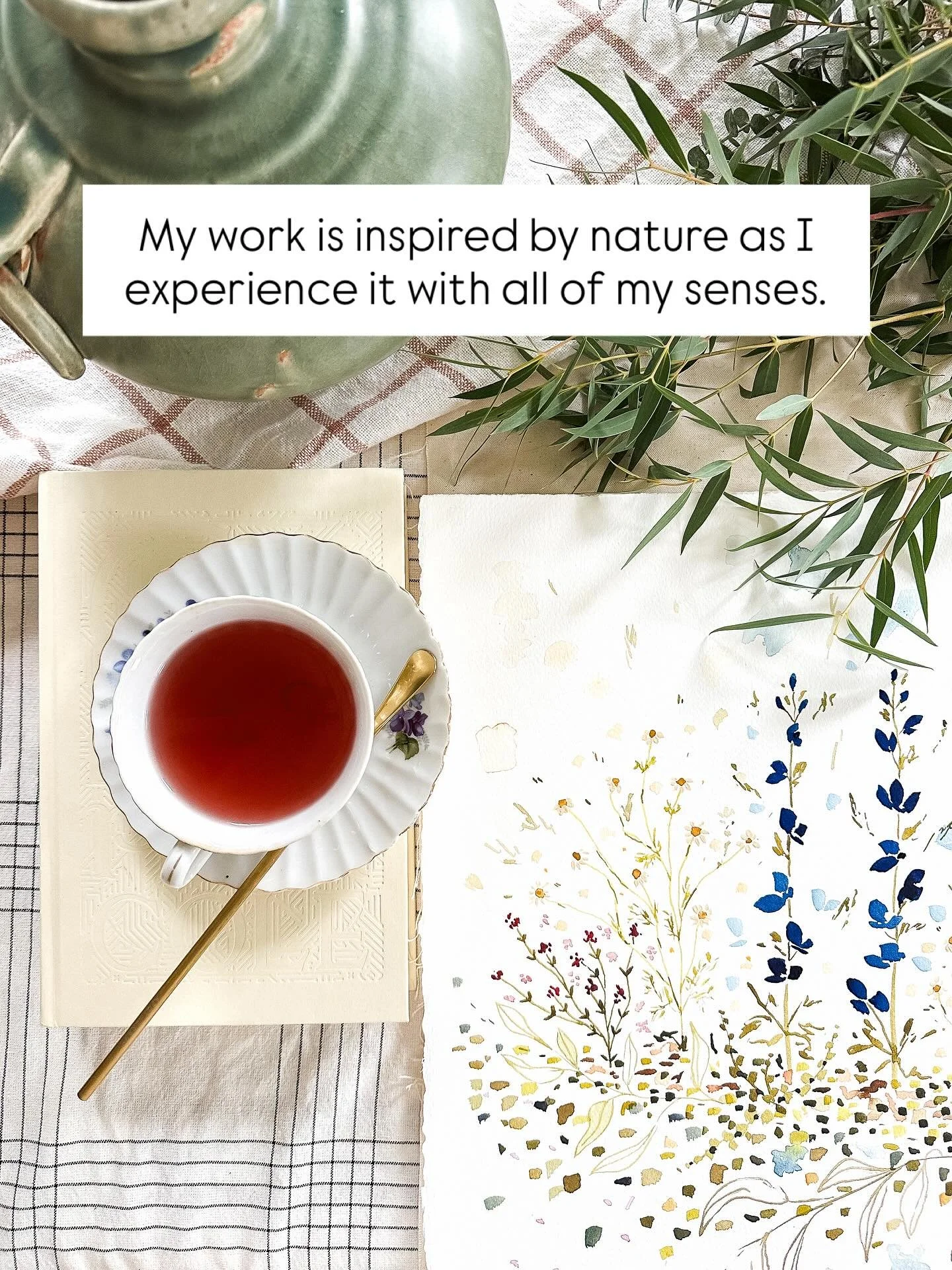 Welcome to my studio! Here&rsquo;s a little about me, my practice and my art. Thank you for being here!

📸: Artist portraits by @nikkiestephan 🫶

#interiorart #fineartist #floralartist #womanownedbusiness