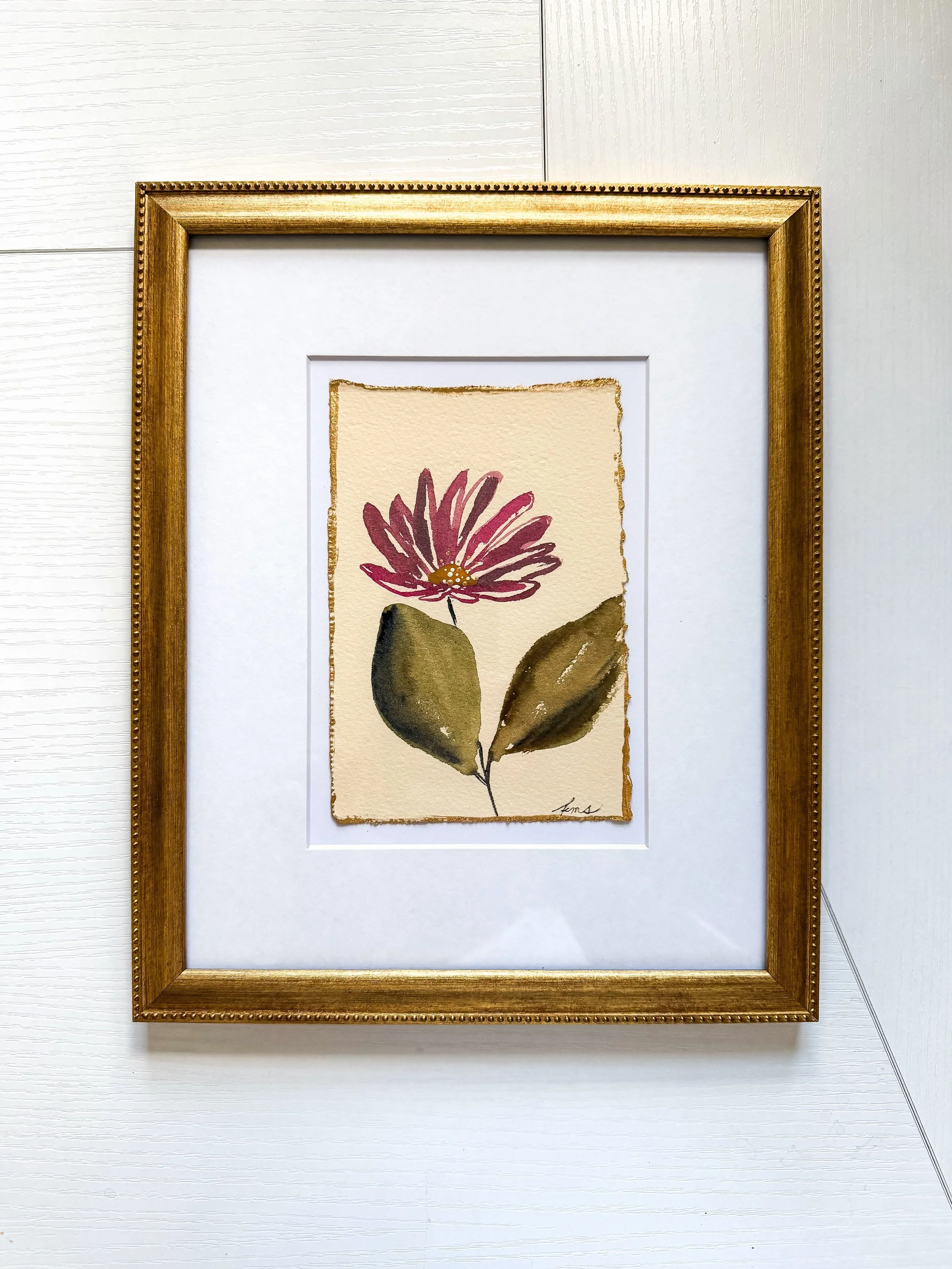 Coneflower #4  9&rdquo;x10&rdquo; Framed watercolor on paper with gilded edges ✨