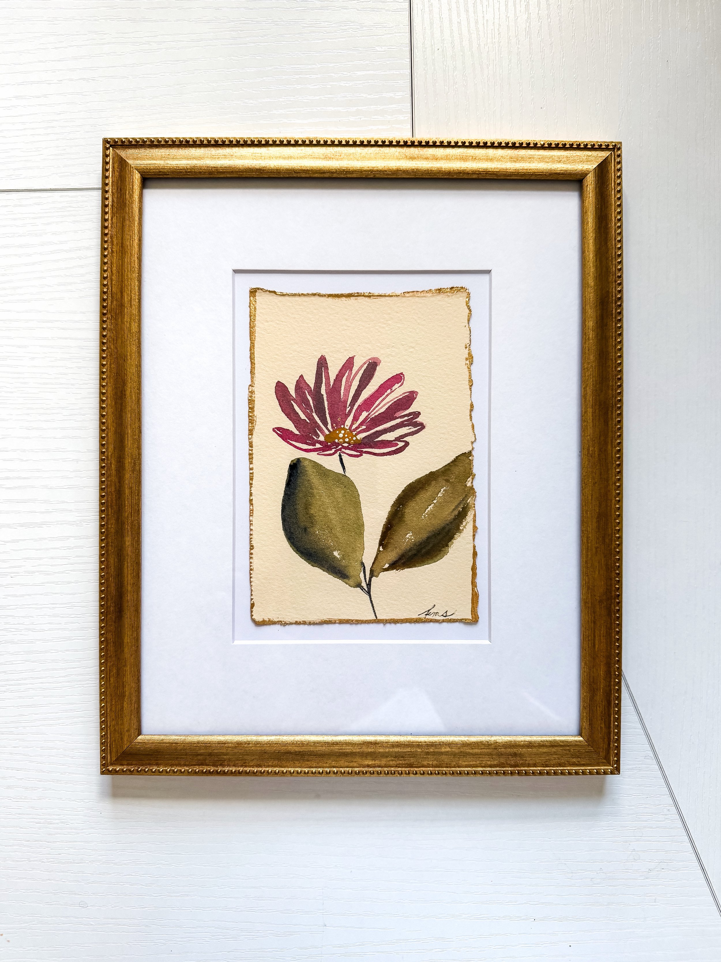 Coneflower 4 on Paper Framed in Gold Frame - 9" x 11"  COMING SEPT 2nd
