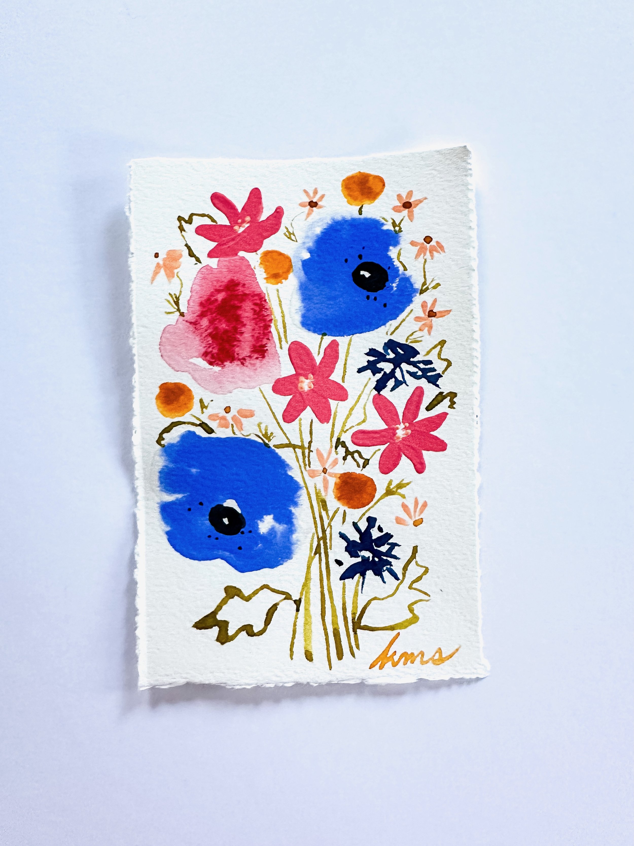 Mini Original Floral Painting unframed ultramarine.jpeg