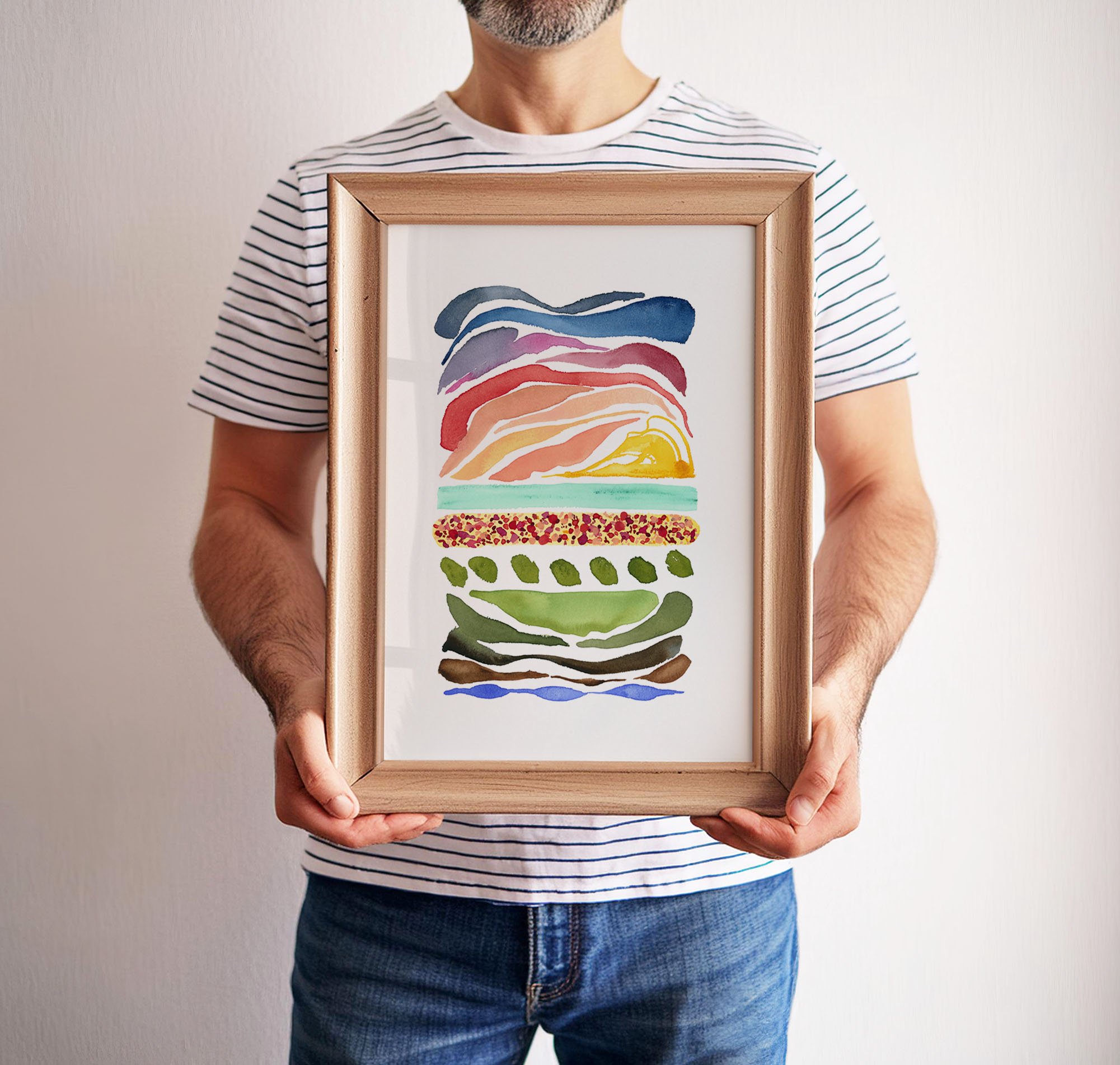 Simple frame with colorful abstract landscape