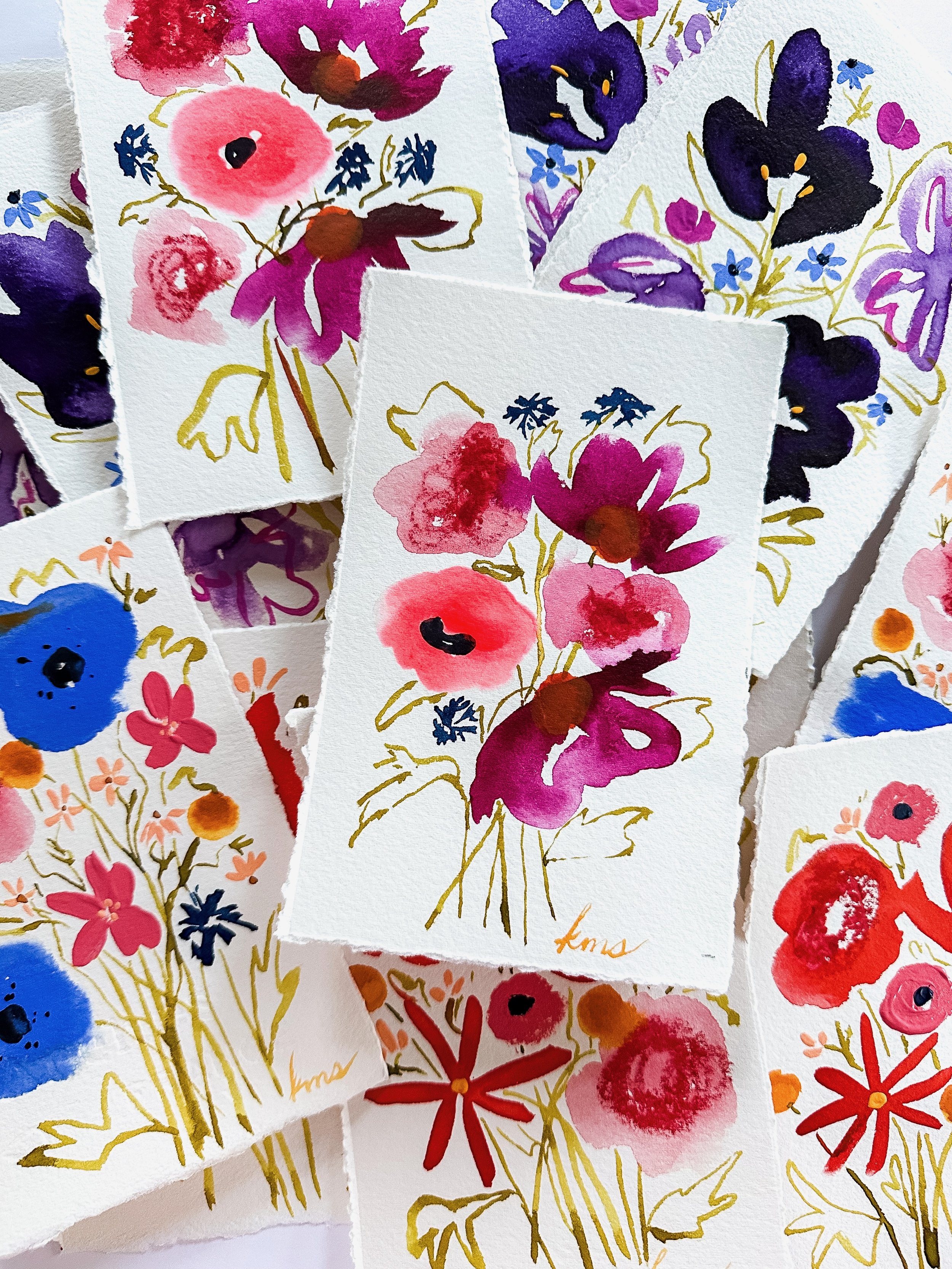 Mini Original Floral Paintings pile.jpeg