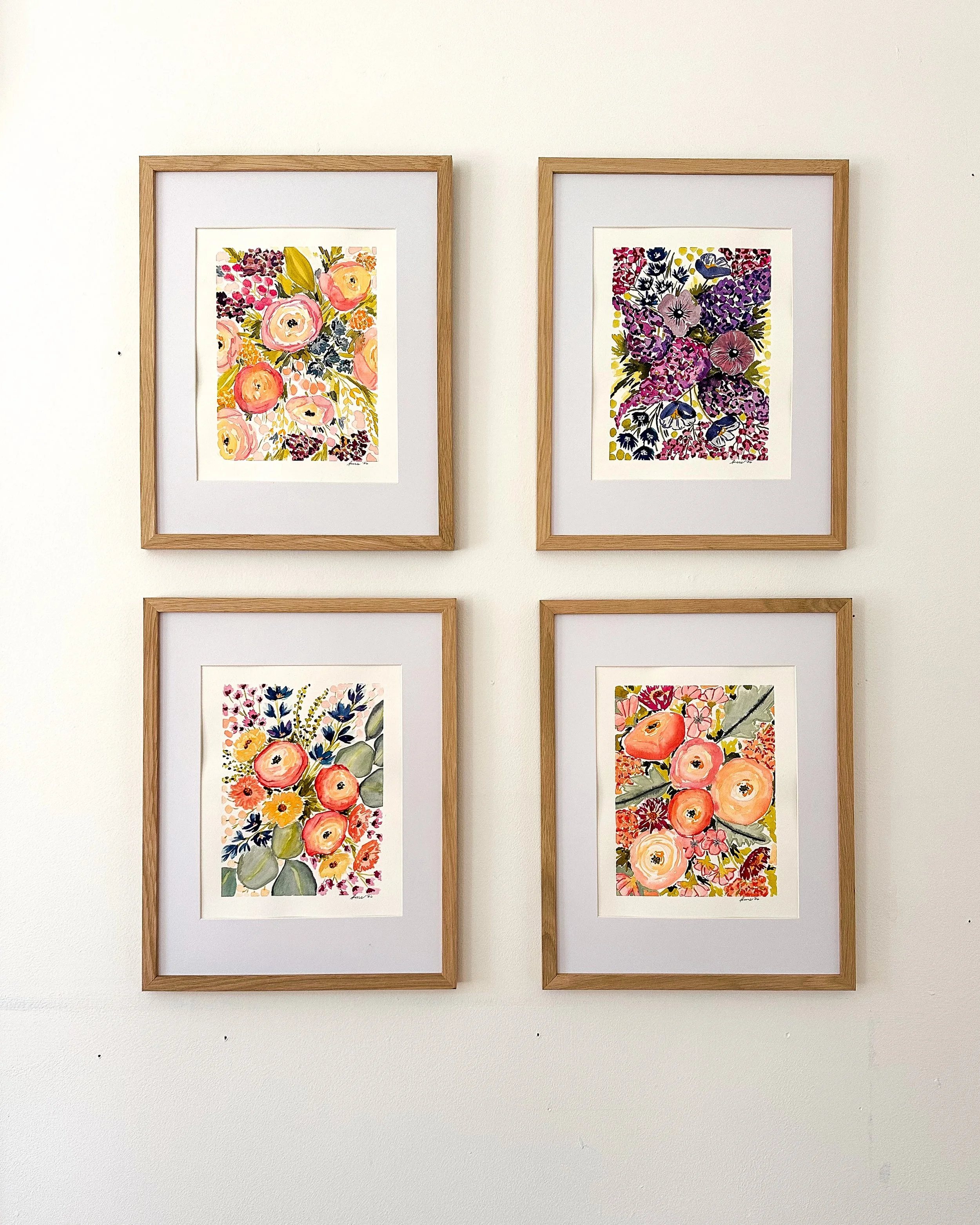 Abundant Garden Quartet Framed in Oak on Wall.jpeg (Copy) (Copy)