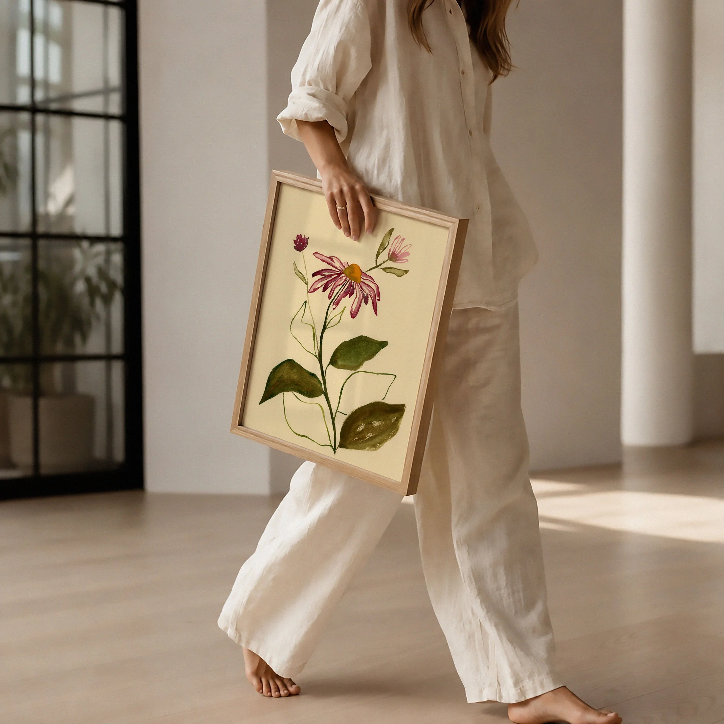 echinacea woman walking holding single frame.jpg