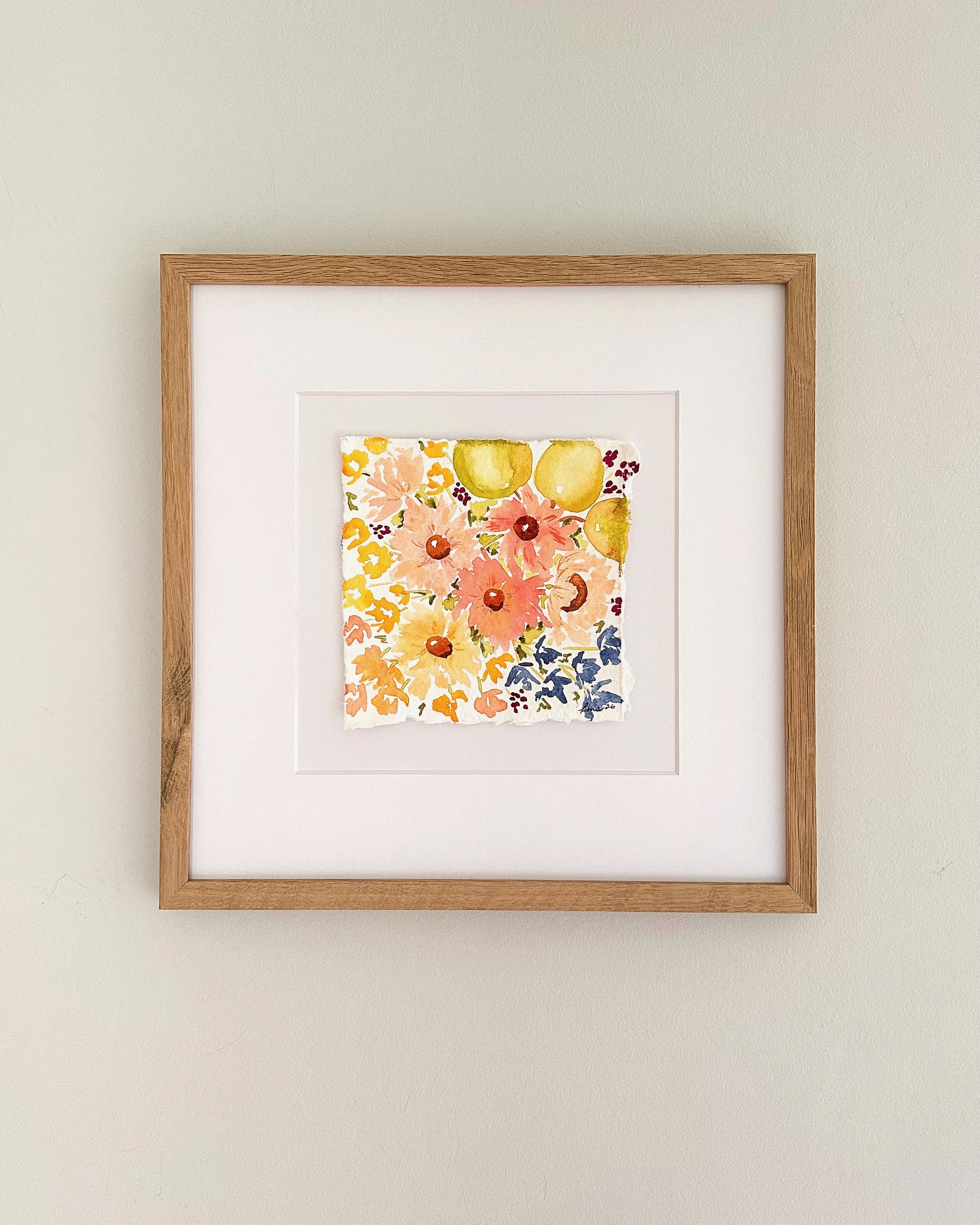 May Floral Mini No. 2 - 12" x 12" Matted and Mounted Unframed