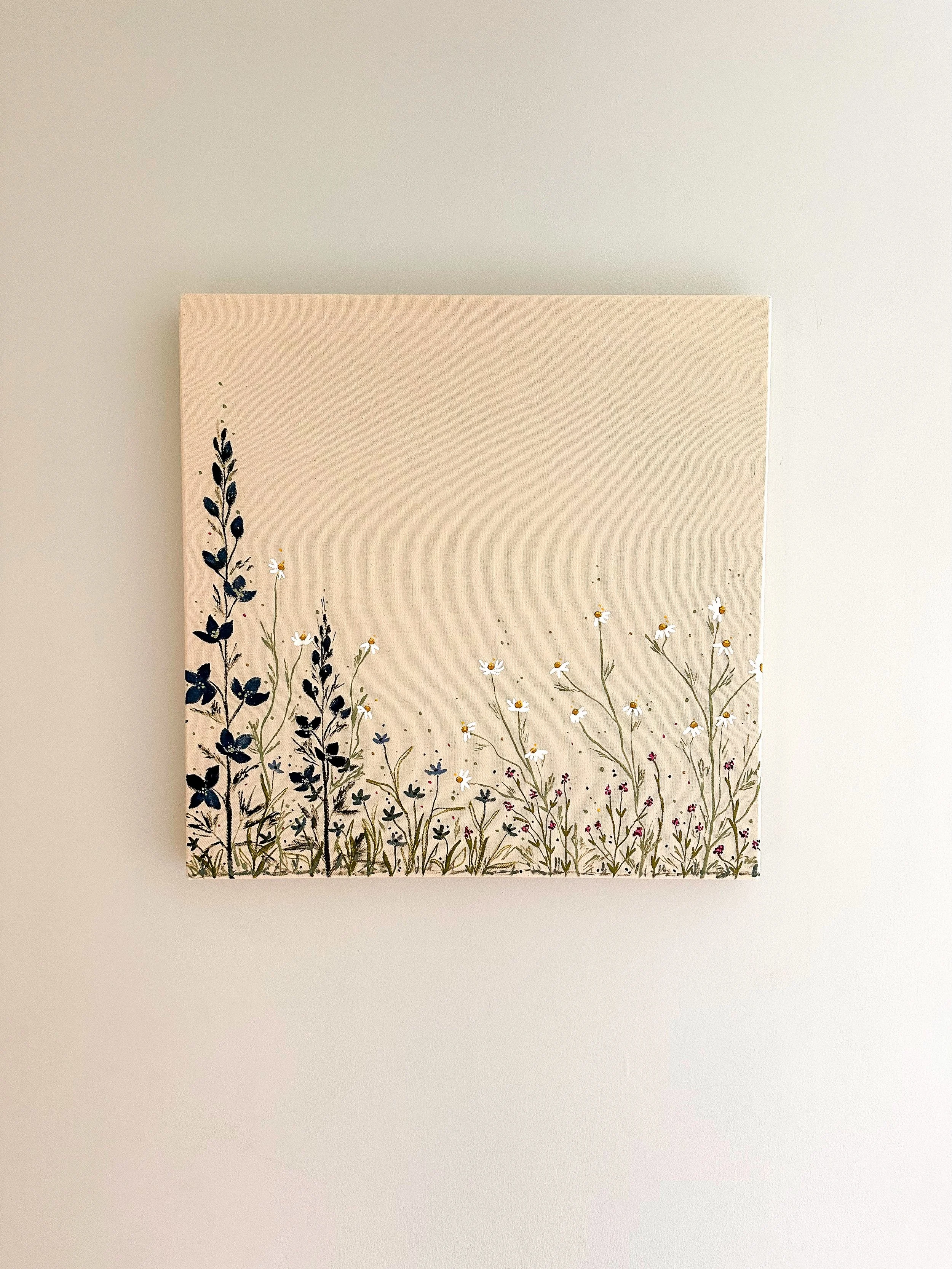 Organic Florals on Raw Canvas No.1 - 20