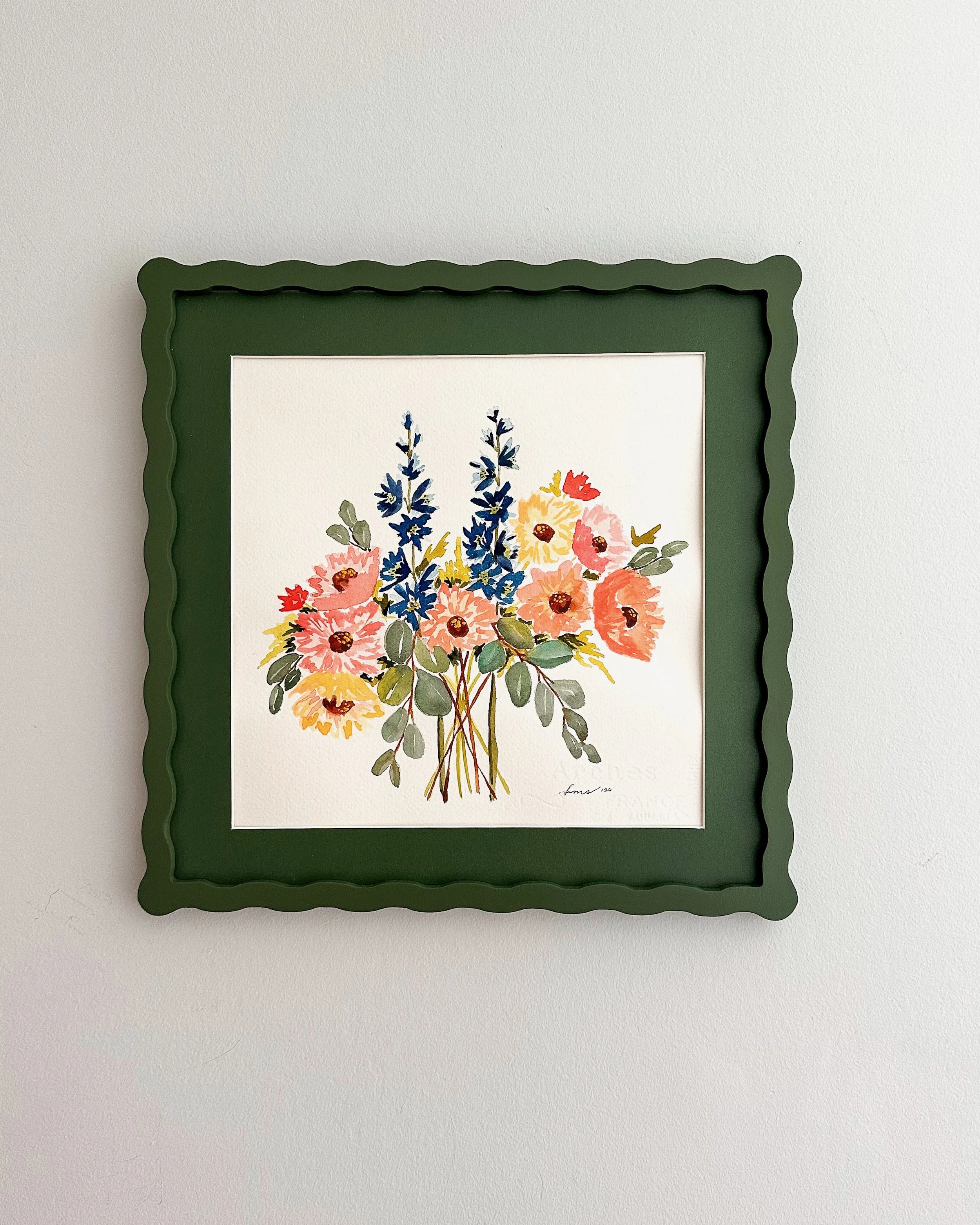 Joyful Garden Bouquet - 10" x 10"  Original Watercolor Painting