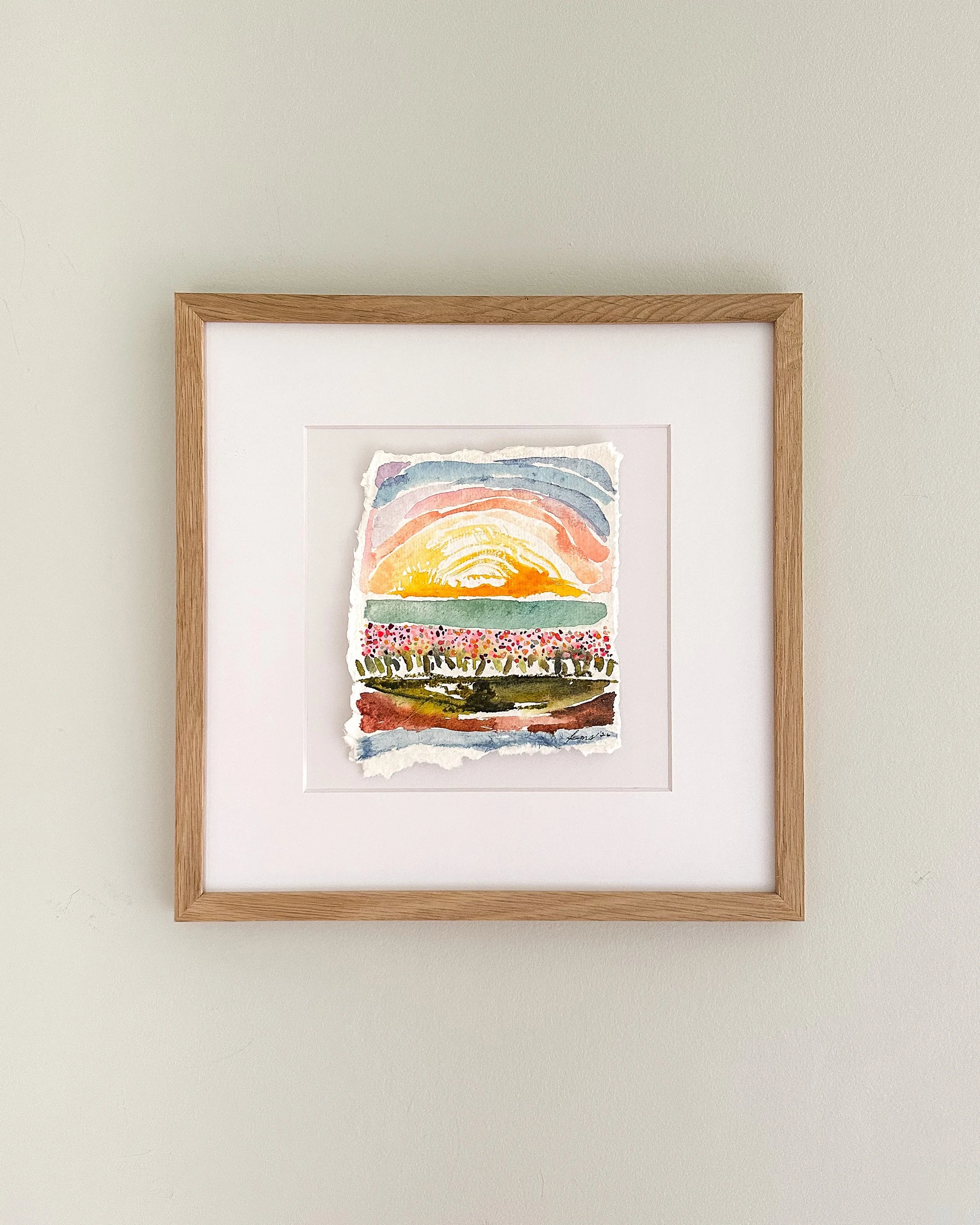 May Landscape Mini No. 1 - 12" x 12" Matted and Mounted Unframed