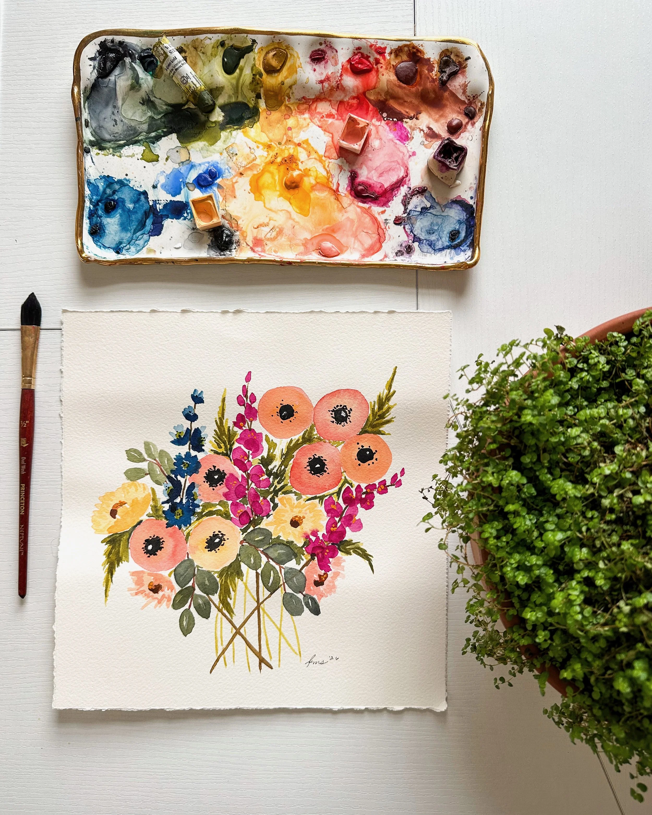 Wild summer bouquet flatlay on studio desk.jpeg