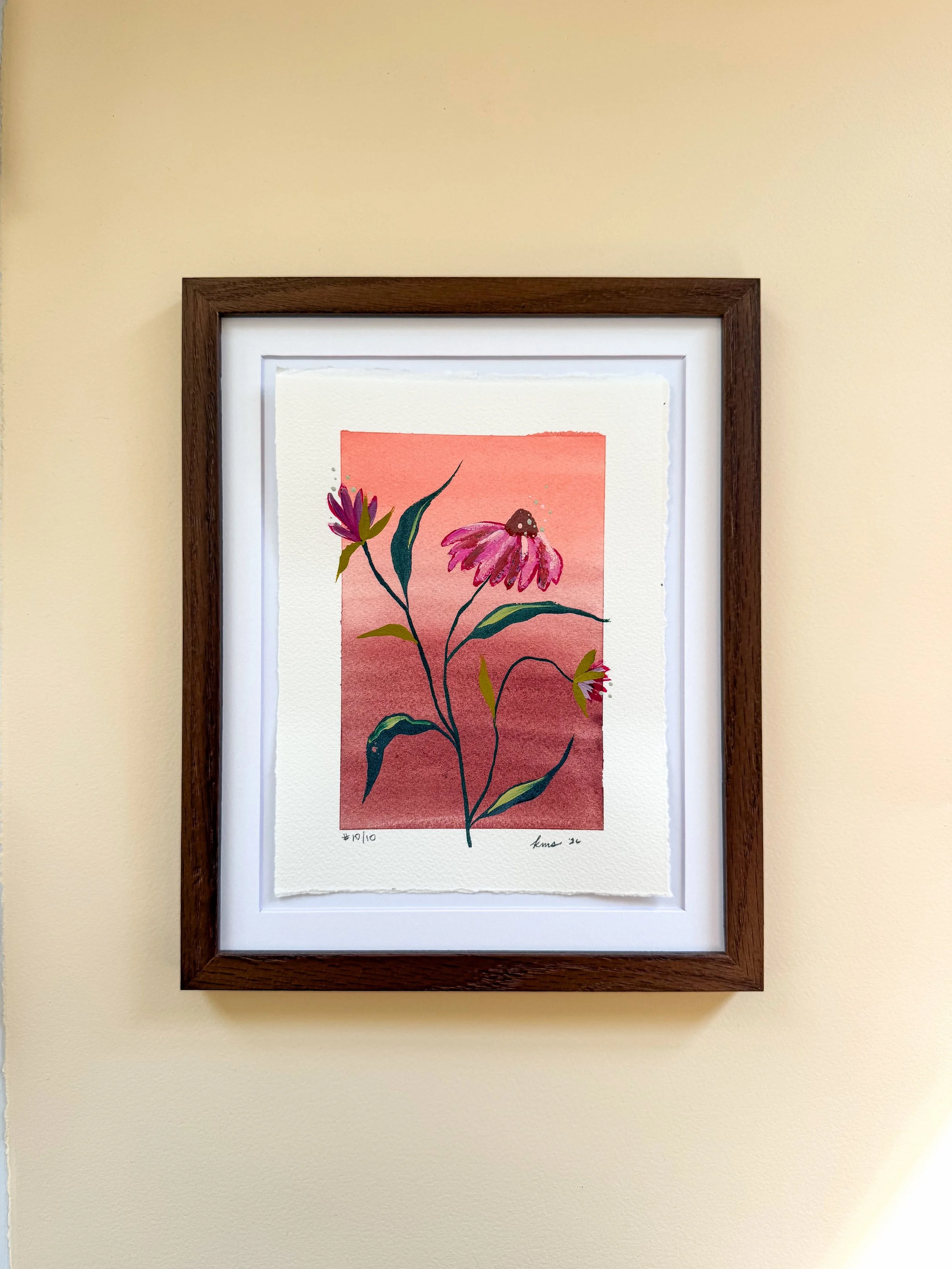 Boundless No 10 - Coneflower on Dark Pink Ombre