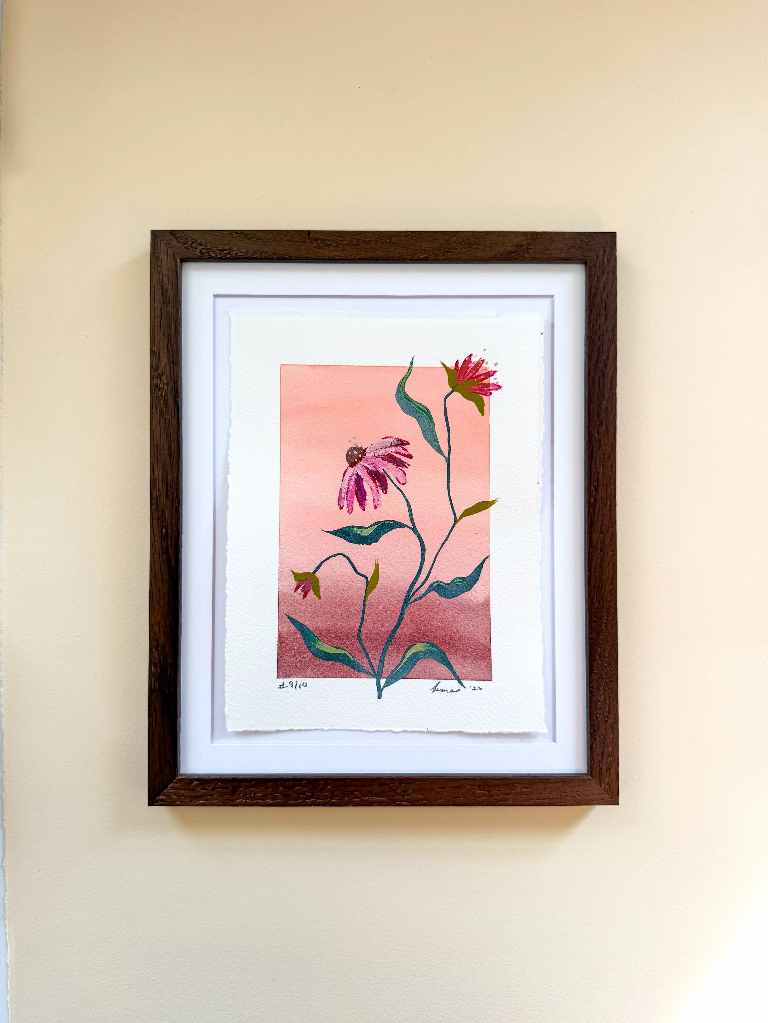 Boundless No 9 - Coneflower on Dark Pink Ombre