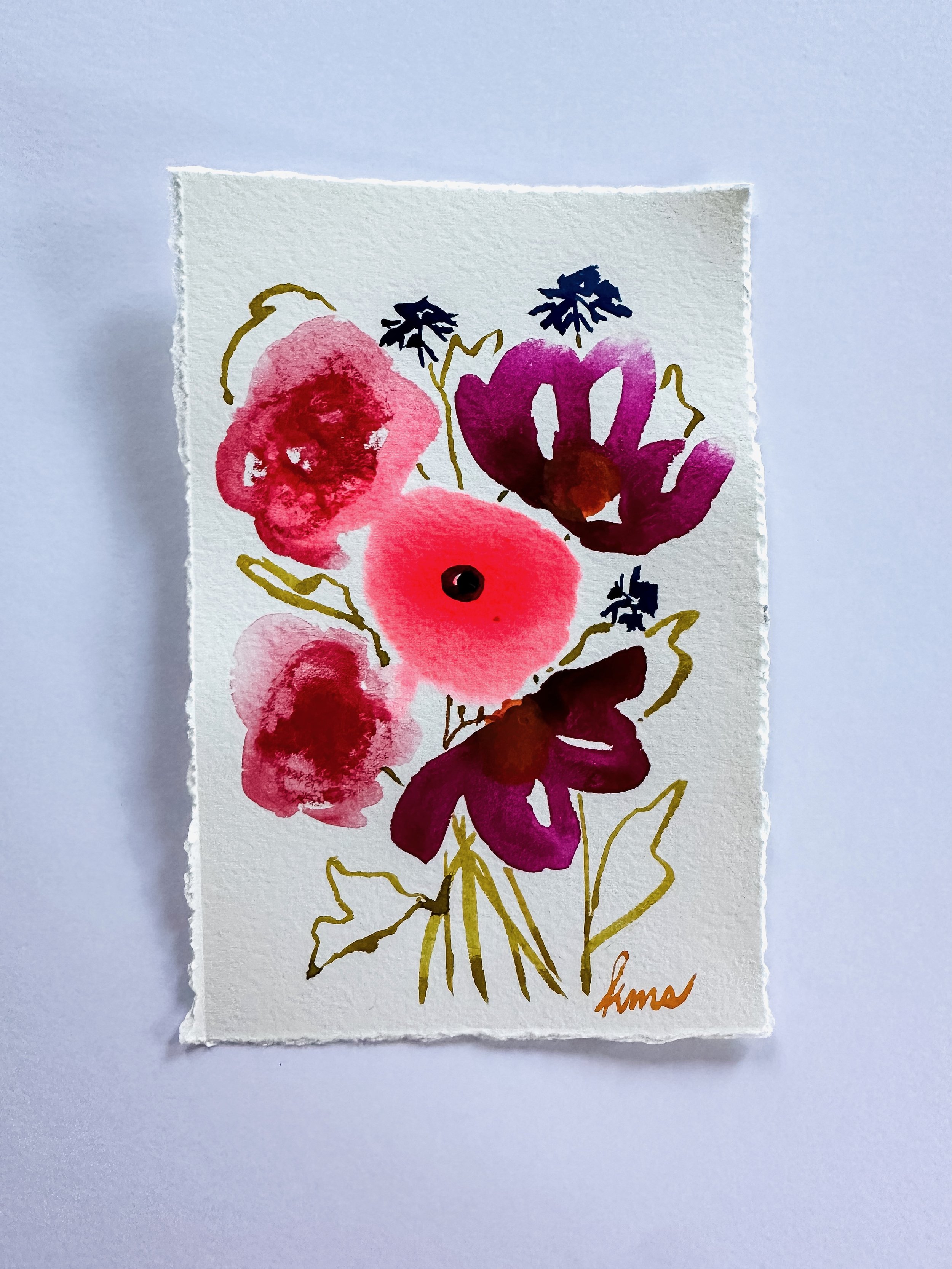 Mini Original Floral Painting - Pinks unframed.jpeg