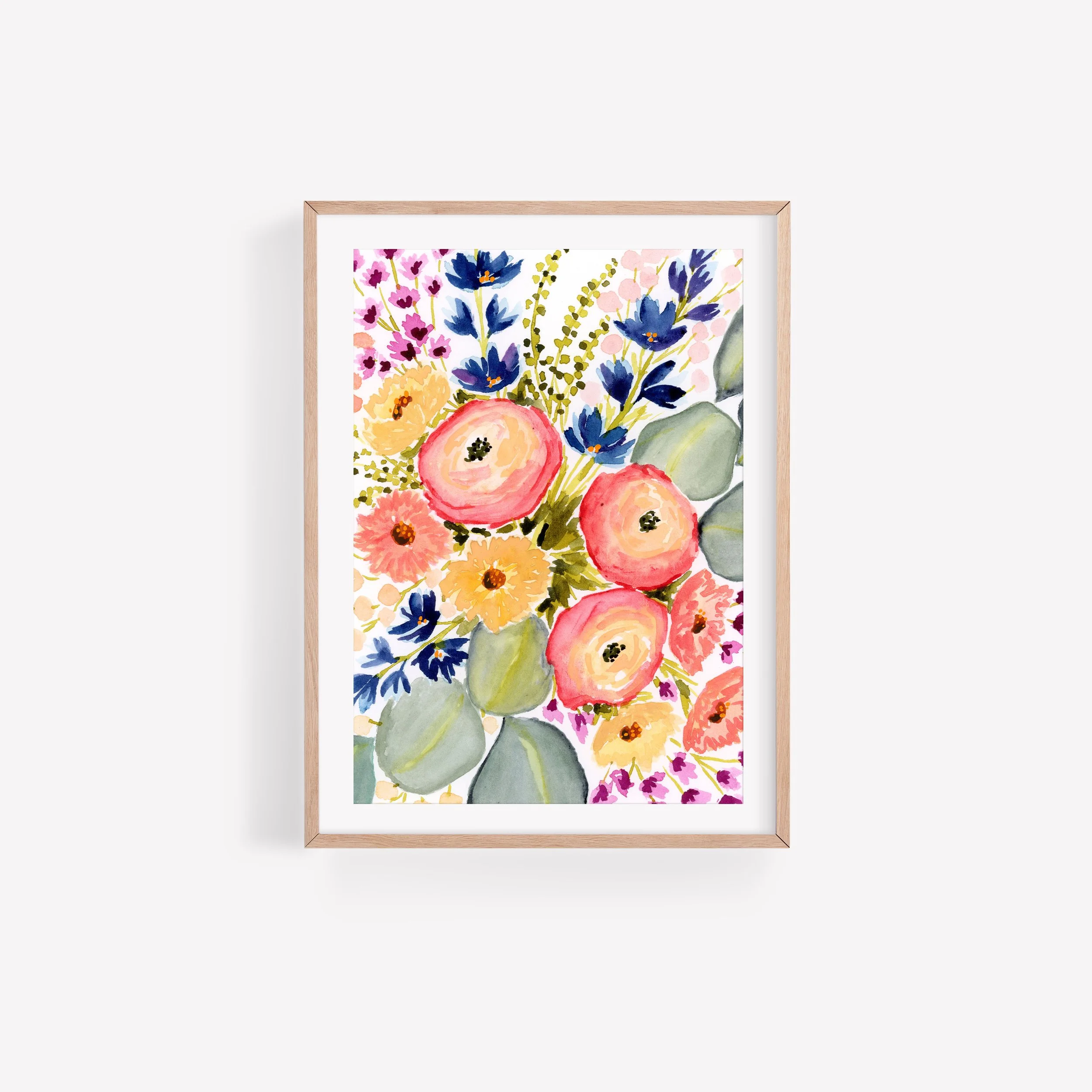 Abundant Garden Bouquet No1 simple oak frame.jpg