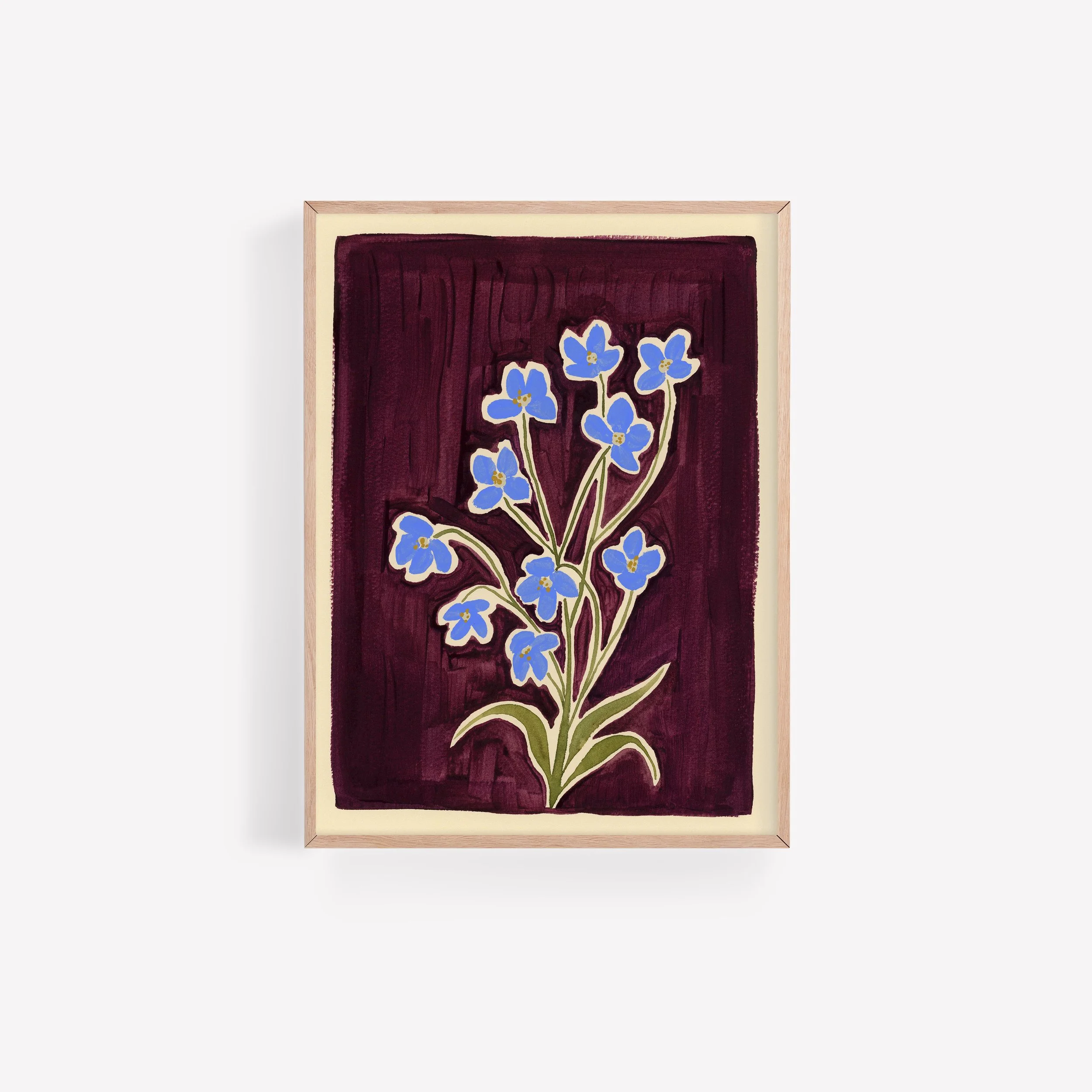 Periwinkle Plum Folk Art Florals
