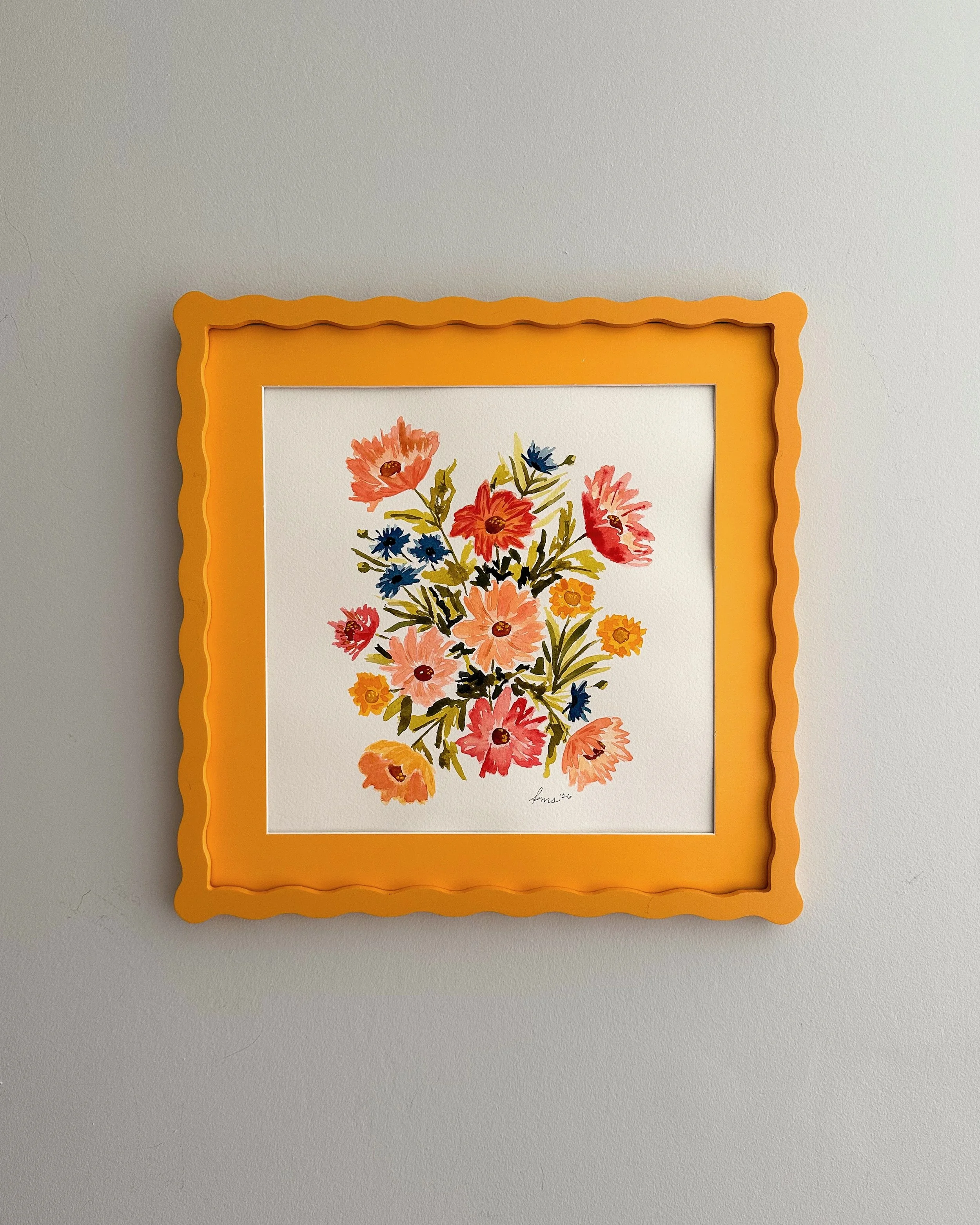 Sunshine Garden Blooms- 10" x 10"  Original Watercolor Painting