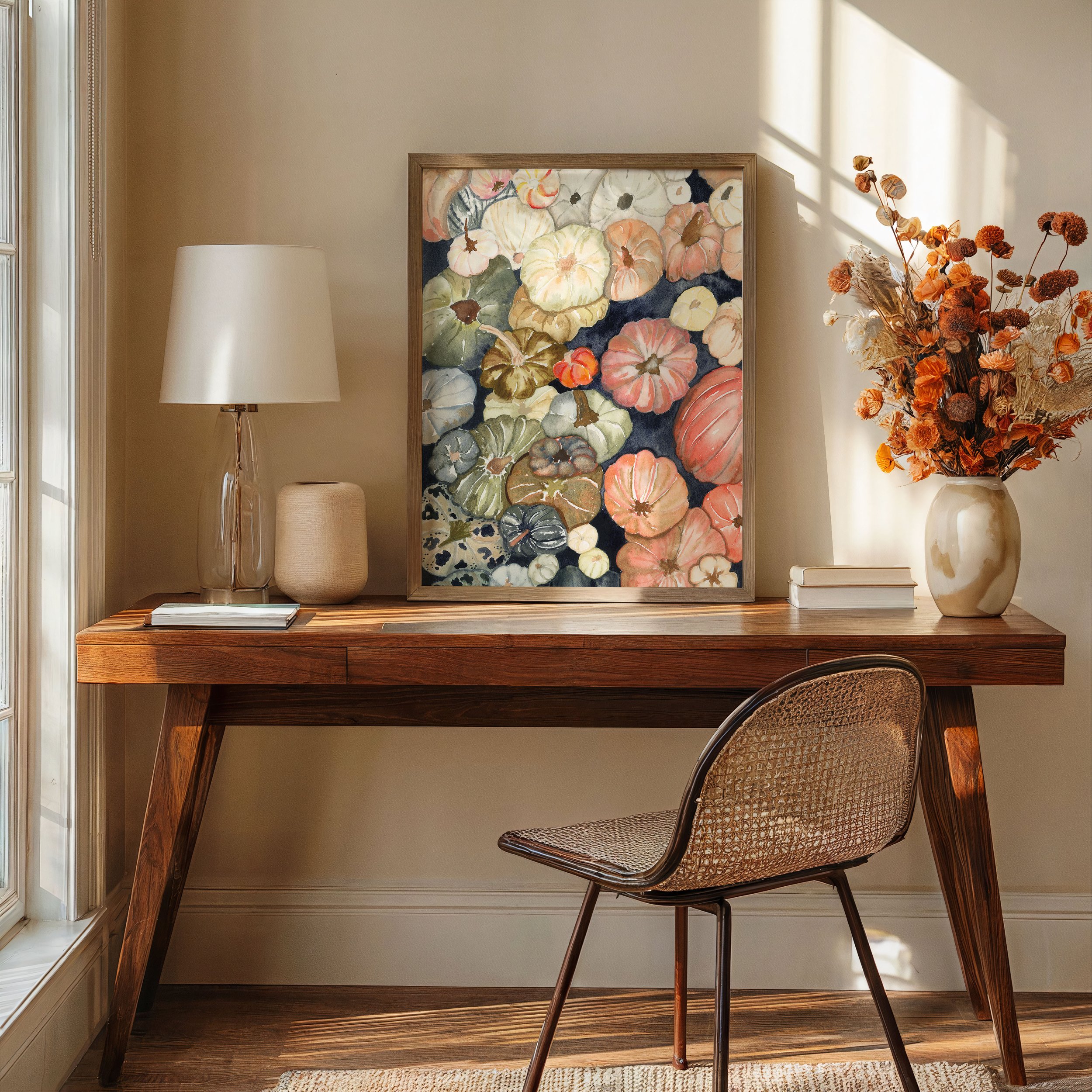 pumpkin pile print on autumn desk .jpg