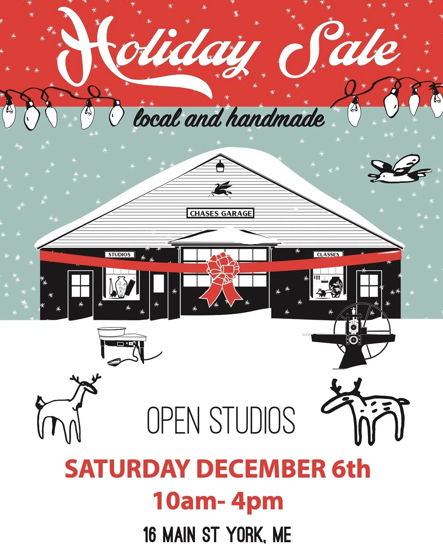 🌟 Save the date! Join us for our 4th annual Holiday Sale + Open Studios on Saturday, December 6th!⁣
⁣
This event will showcase some of our most talented local artists, students, and friends. Featuring artwork and handmade items across a wide range o