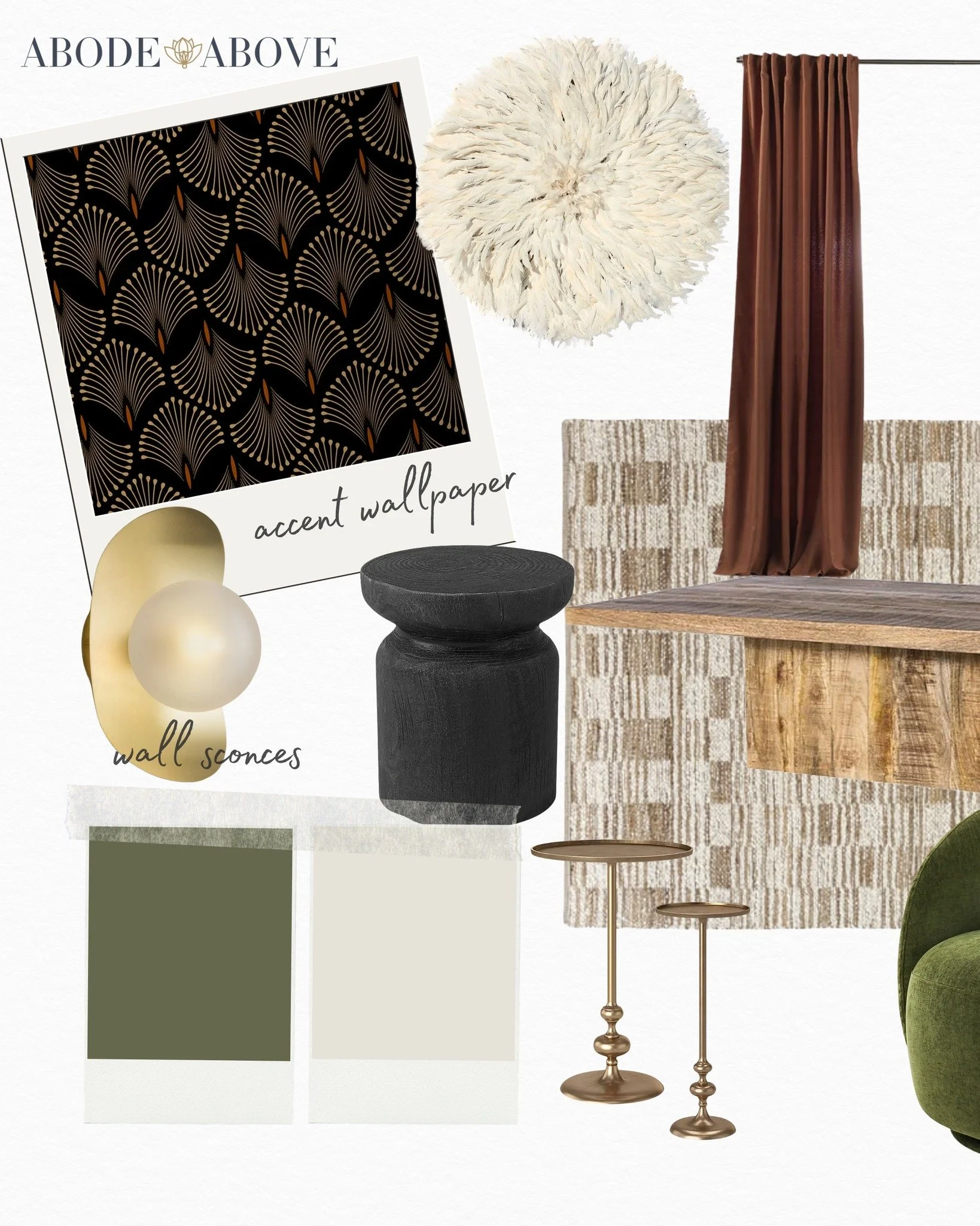 MOOD BOARD MONDAY✨
What makes this work is the balance: Bold pattern. Calm rug.
Deep tones. Soft light. Structure. Movement.

It feels collected, not decorated... and that&rsquo;s always the goal.

If your space feels like it&rsquo;s missing somethin