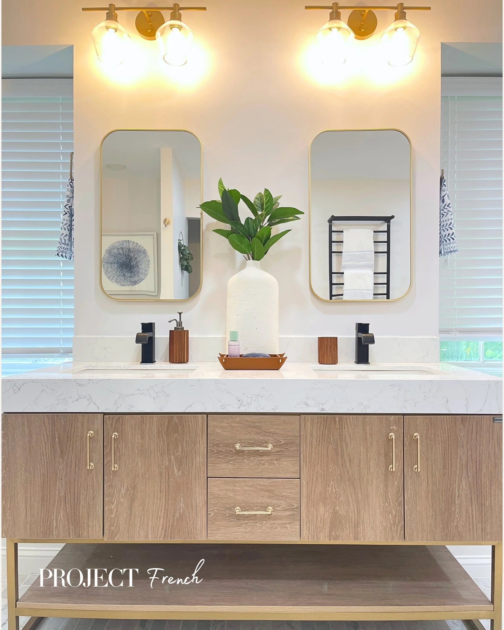 This one was all about restraint&hellip; but make it unforgettable.

A palette of soft whites set the foundation, but the real story lives in the details. That chevron marble with brass inlay? Quietly dramatic. The sculptural tub? Center stage withou