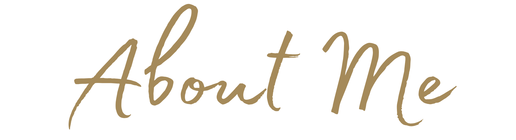 The words 'About Me' written in a stylish cursive font on a black background.