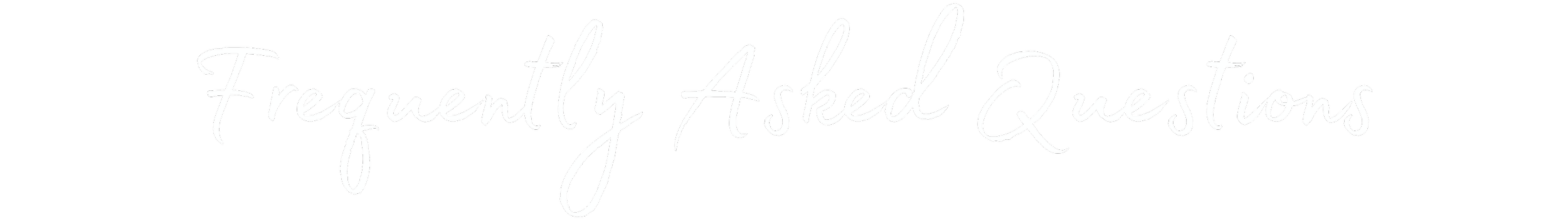 Text overlay reading 'Frequently Asked Questions' in elegant, cursive white font on a black background.